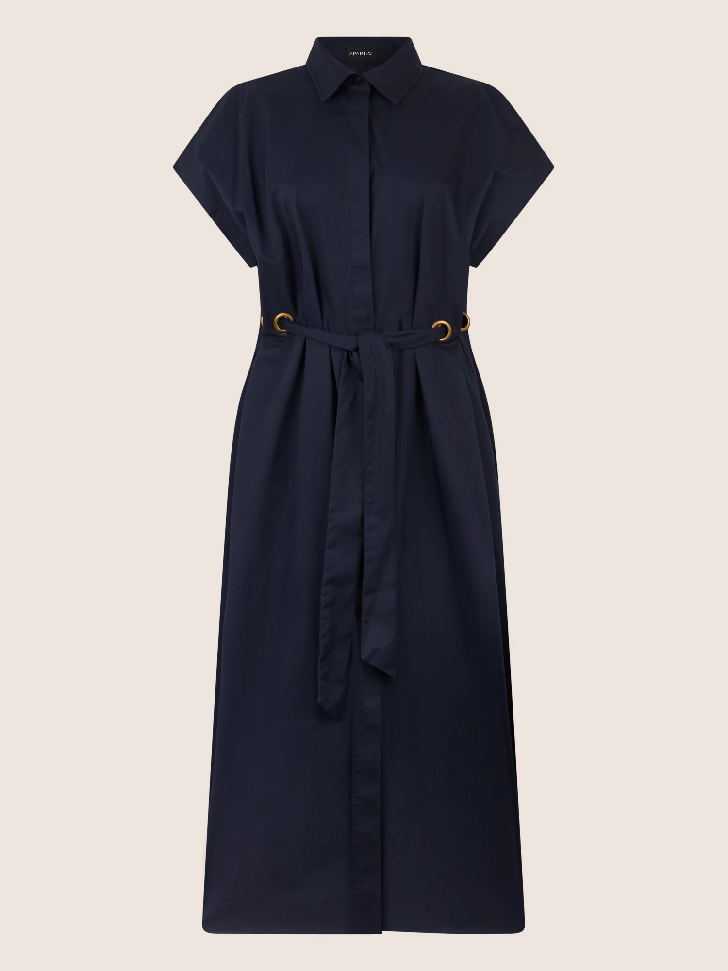APART Hemdkleid mit Taillengürtel und goldenen Ösen | nachtblau - Image 3
