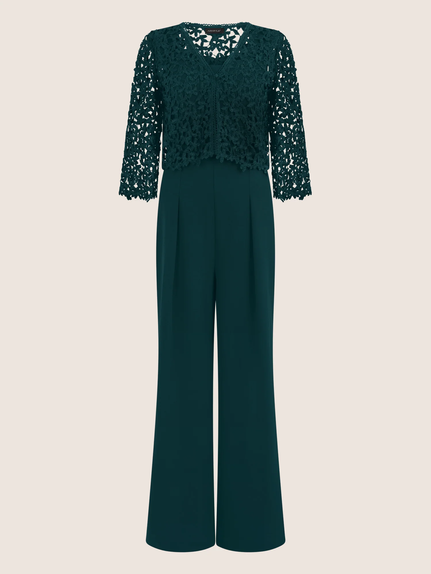 APART Hochzeitsoverall mit Spitzenjäckchen | emerald - Image 3