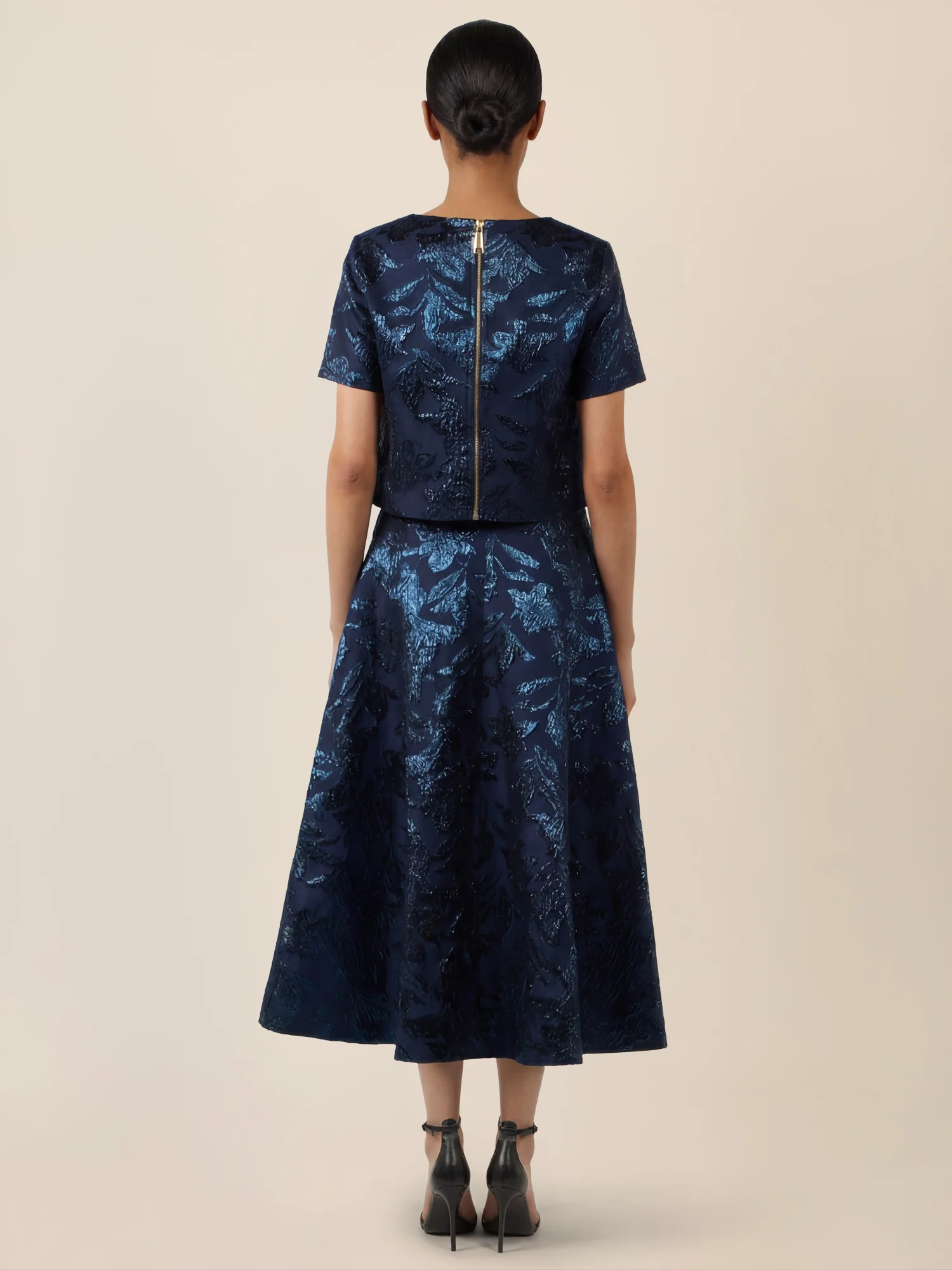 APART Jacquard-Top mit schimmerndem Strukturmotiv | nachtblau-metallic - Image 3