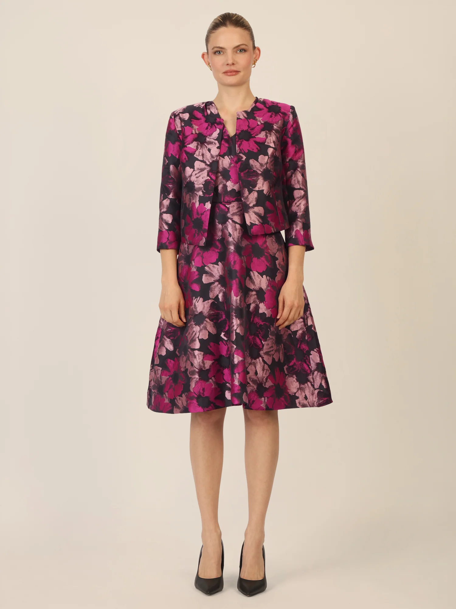 APART Jacquardbolero mit floralem Muster | schwarz-multicolor - Image 2