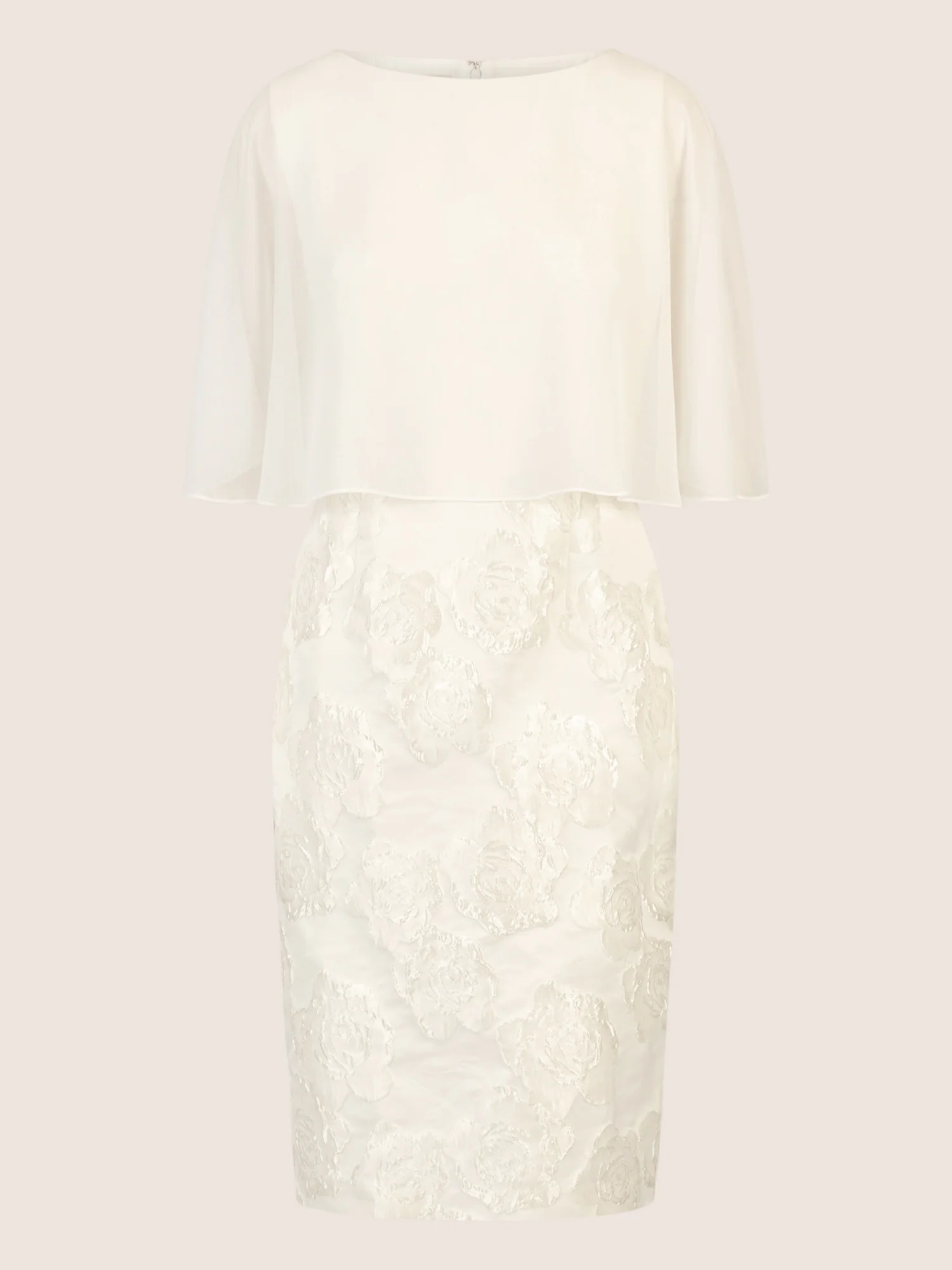 APART Jacquardkleid mit Chiffoncape mit floraler Struktur und Chiffoncape | creme - Image 3