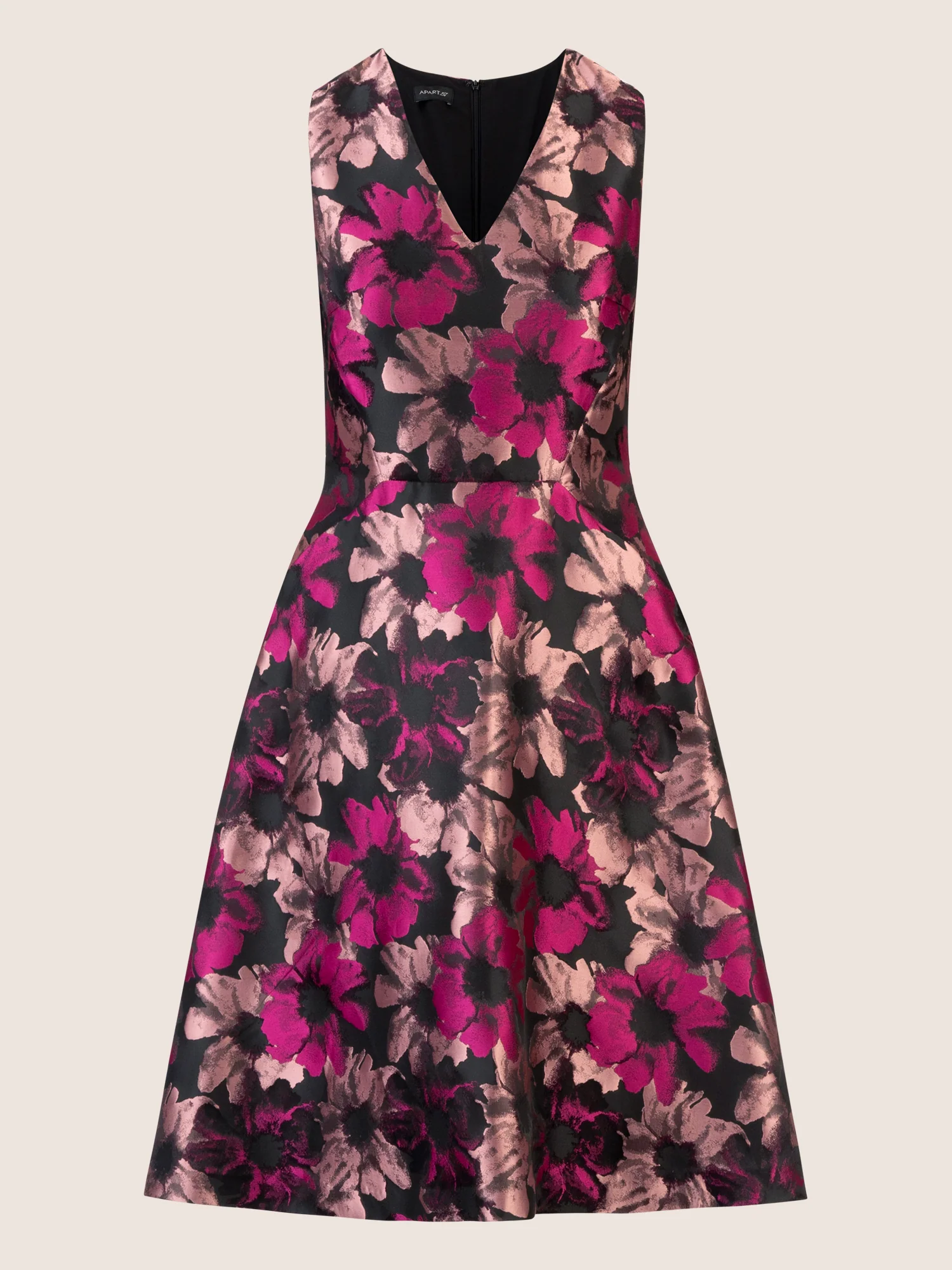 APART Jacquardkleid mit floralem Muster | schwarz-multicolor - Image 3