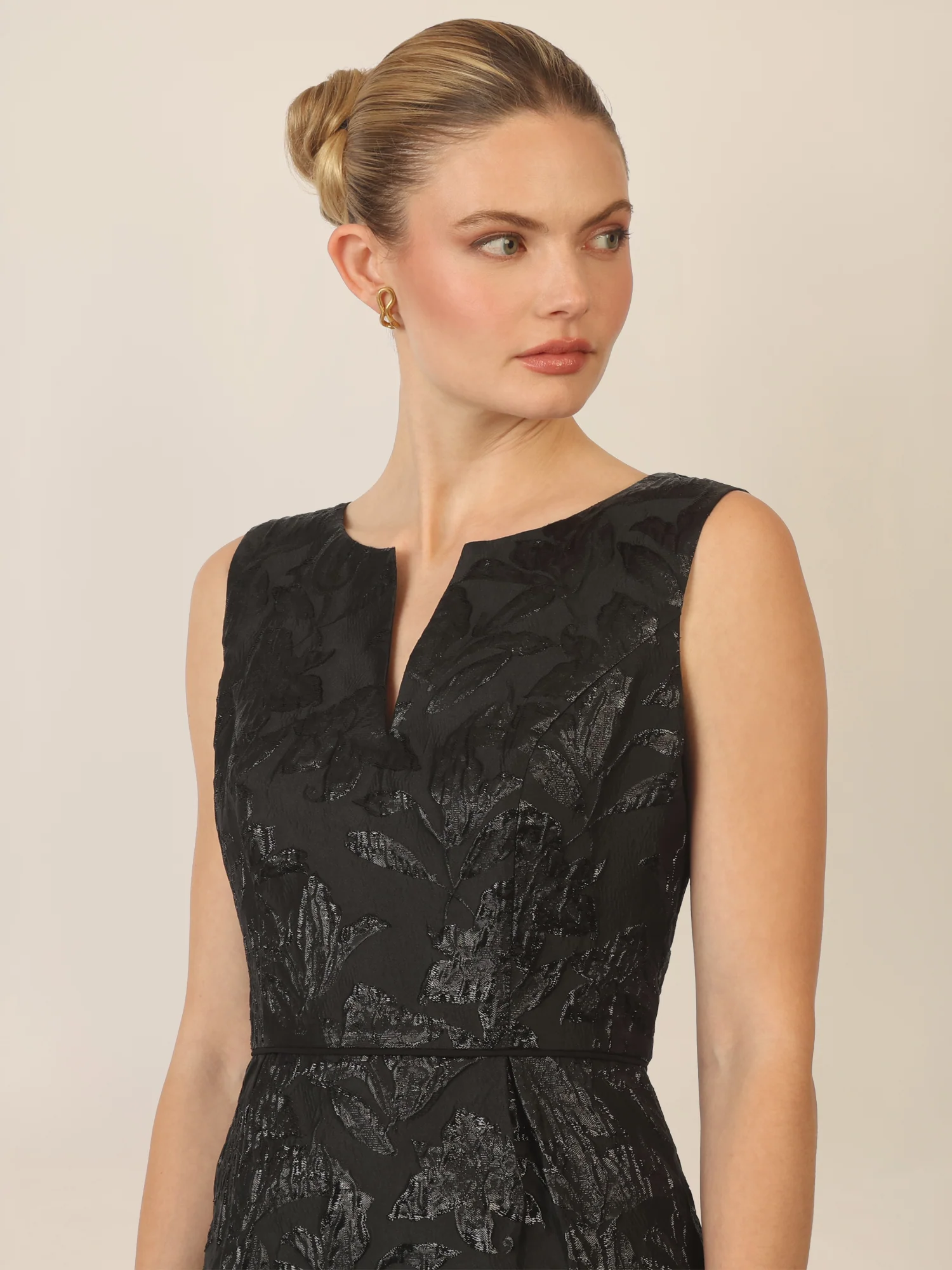 APART Jacquardkleid mit floralen Strukturen | schwarz - Image 5