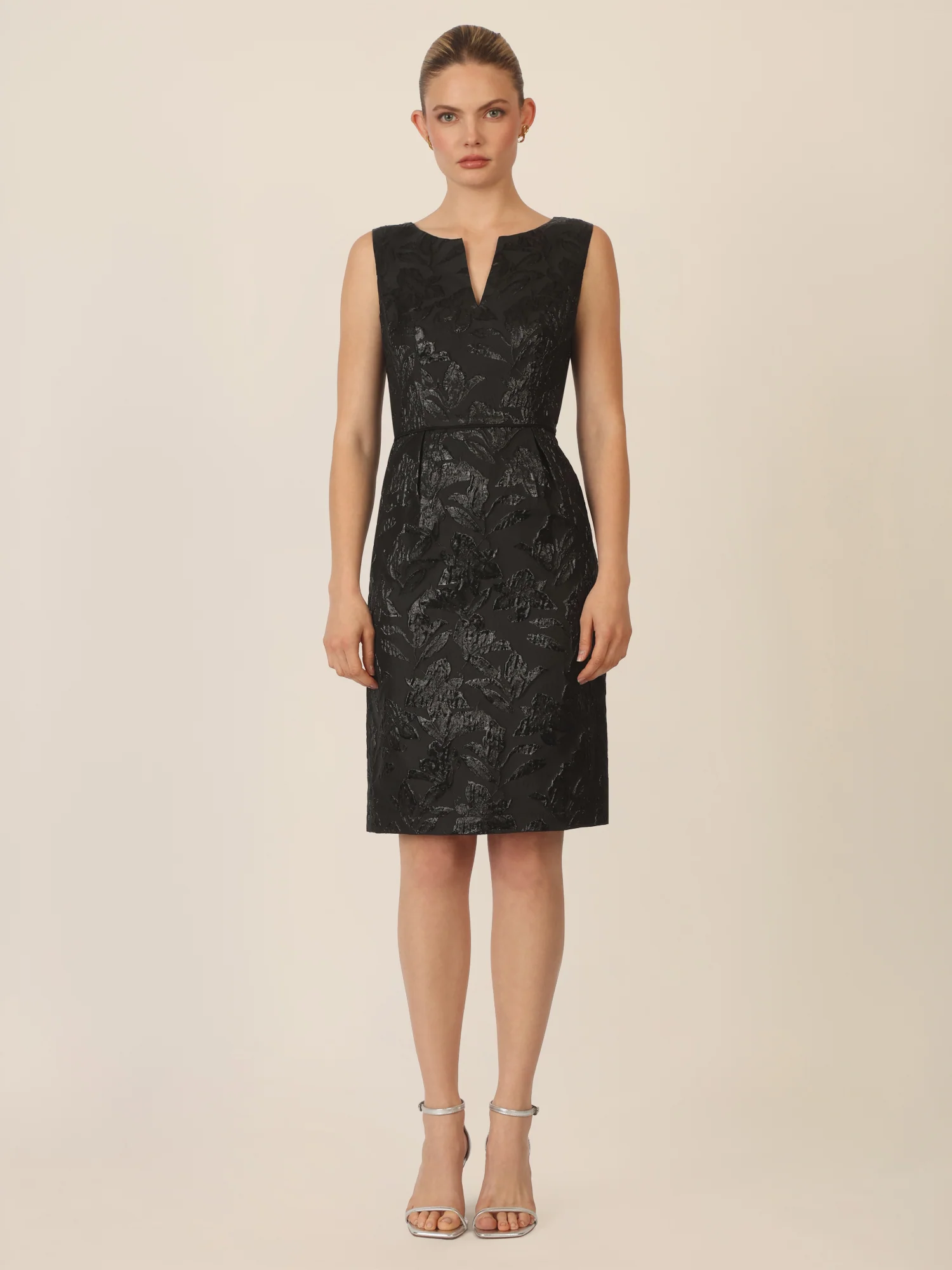 APART Jacquardkleid mit floralen Strukturen | schwarz - Image 6