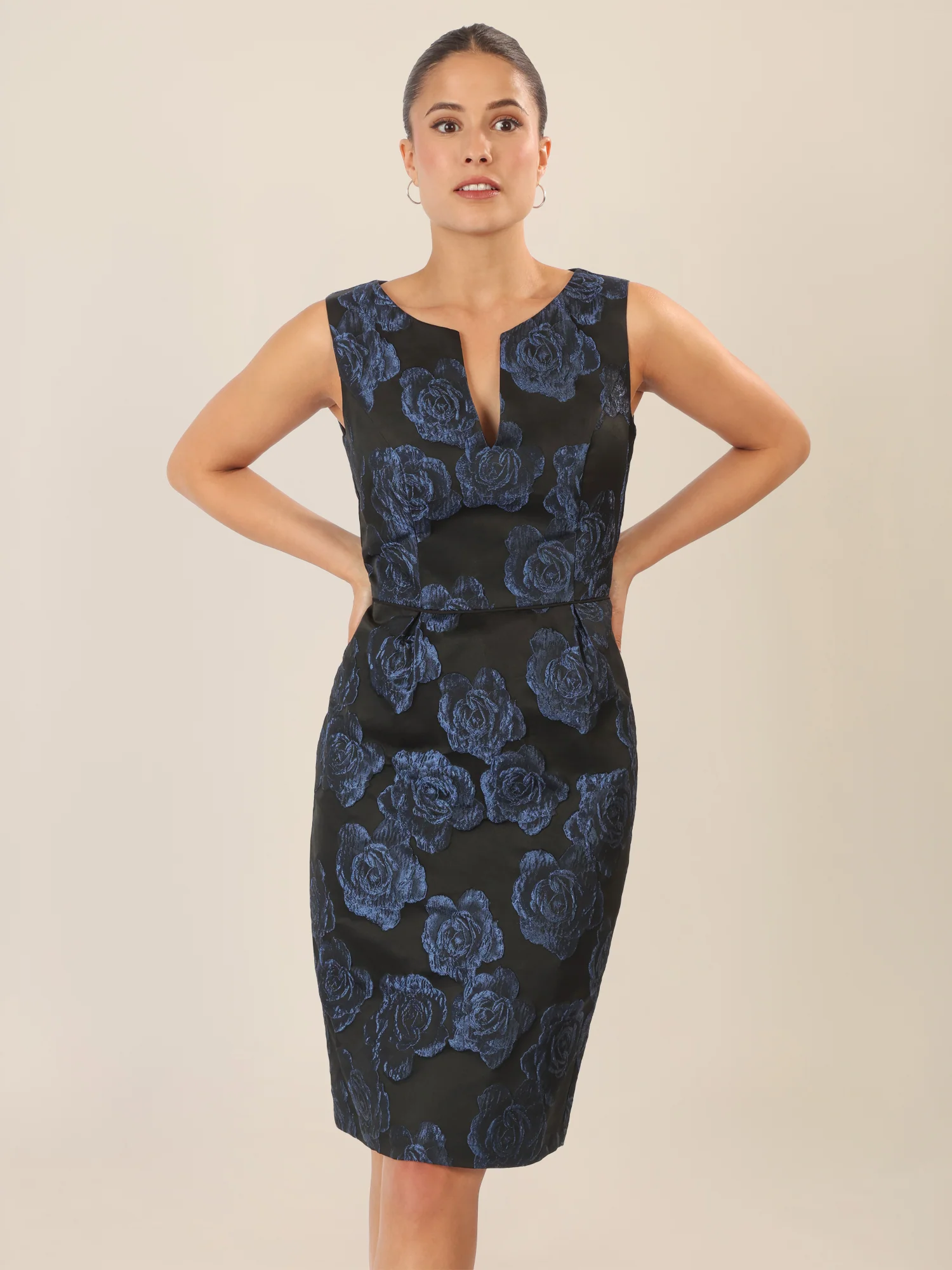 APART Jacquardkleid mit floralen Strukturen | schwarz-nachtblau - Image 3