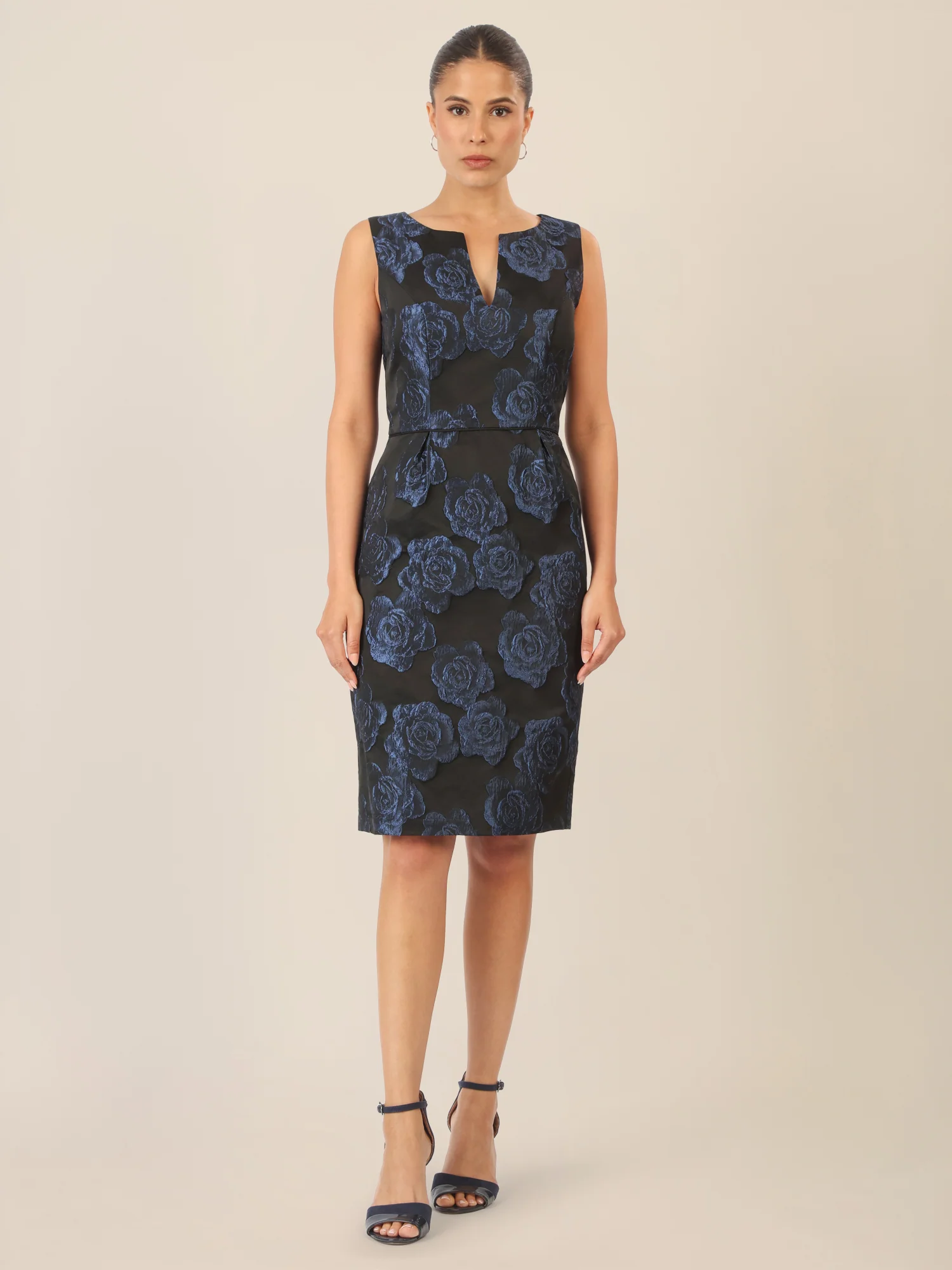 APART Jacquardkleid mit floralen Strukturen | schwarz-nachtblau - Image 6