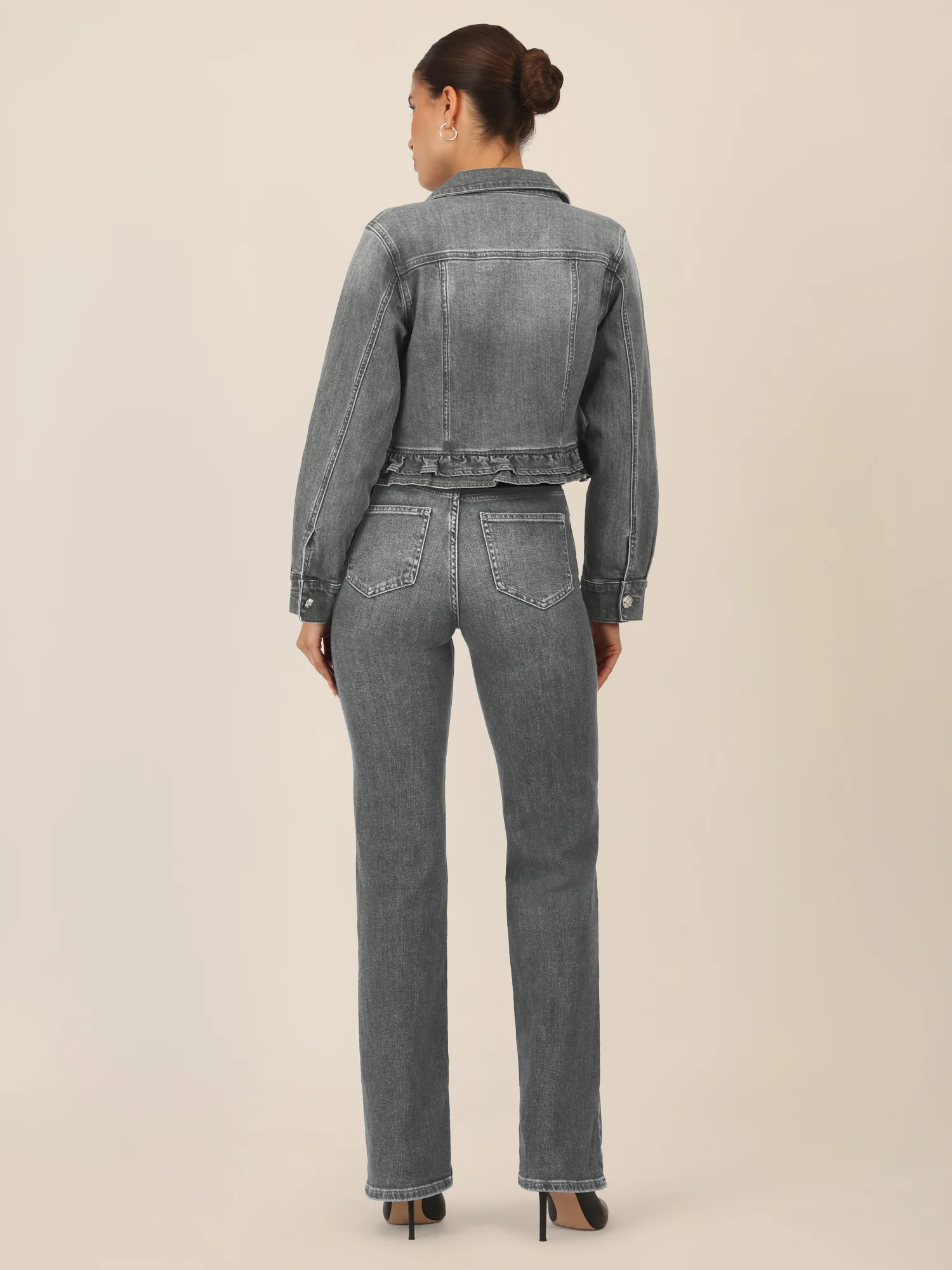 APART Jeansjacke mit Rüschen | grau - Image 3