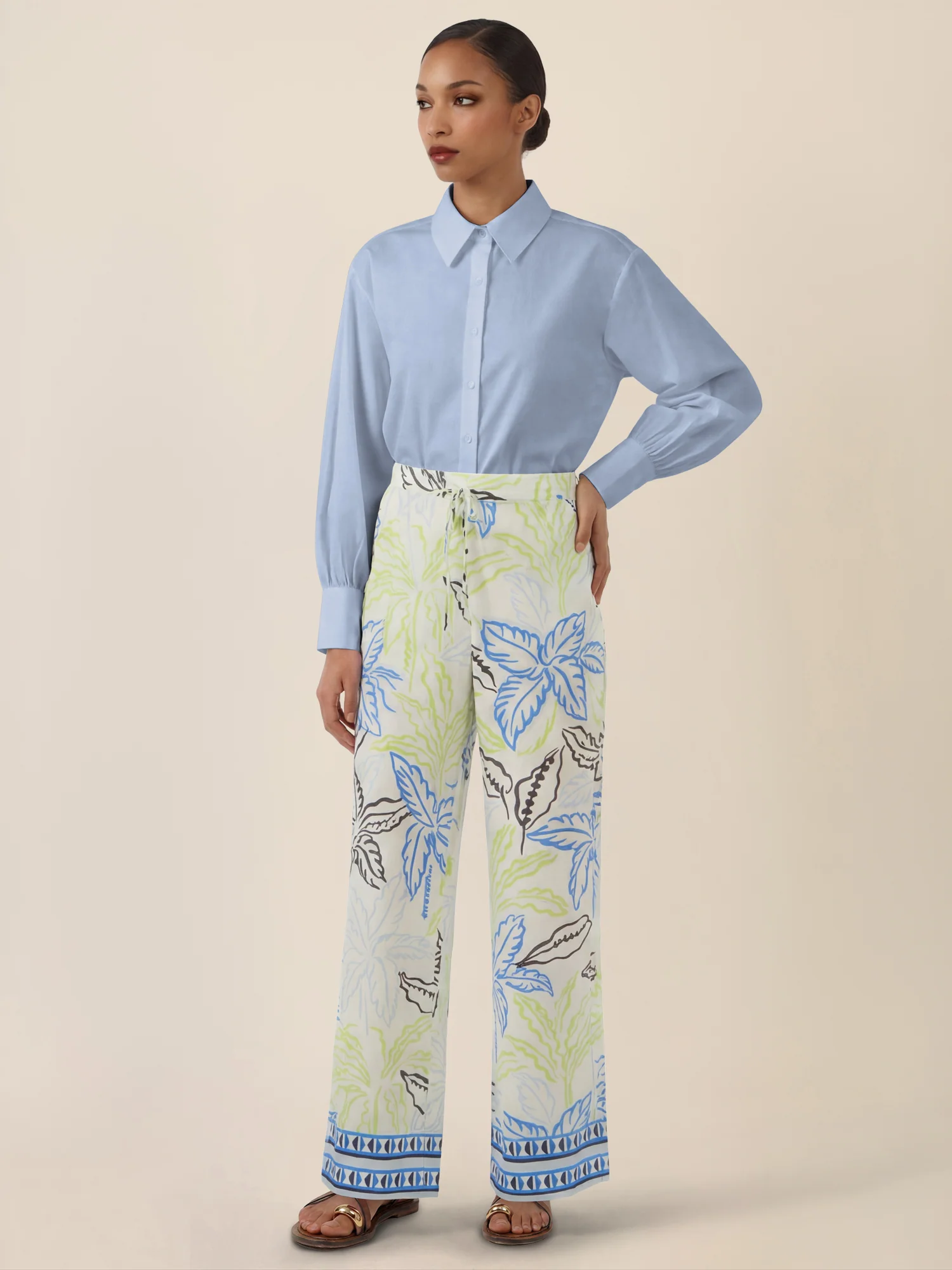 APART Jerseyhose mit tropischem Print | creme-multicolor - Image 6