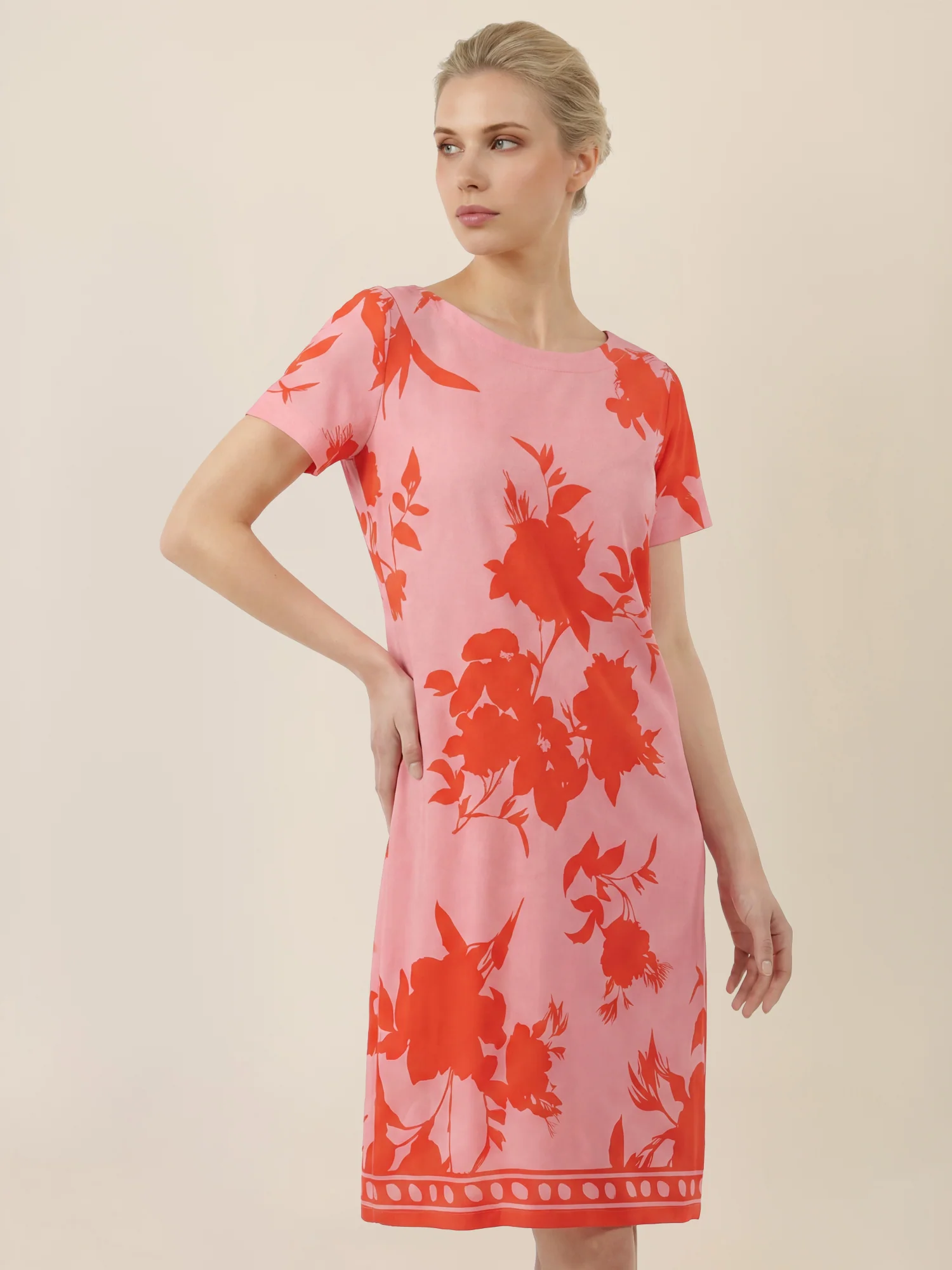 APART Jerseykleid mit floralen Kontrasten | pink-orange - Image 4
