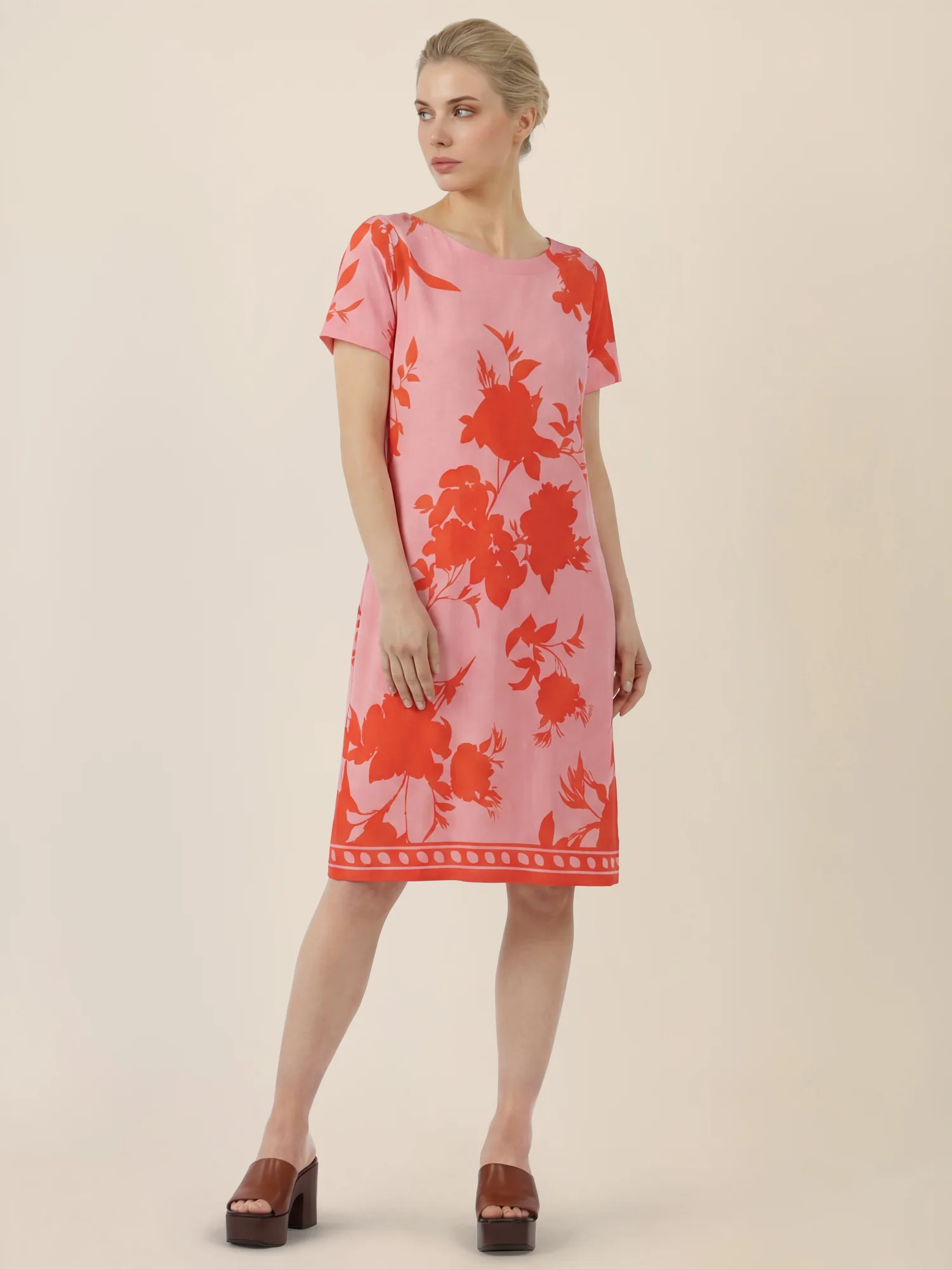 APART Jerseykleid mit floralen Kontrasten | pink-orange - Image 6