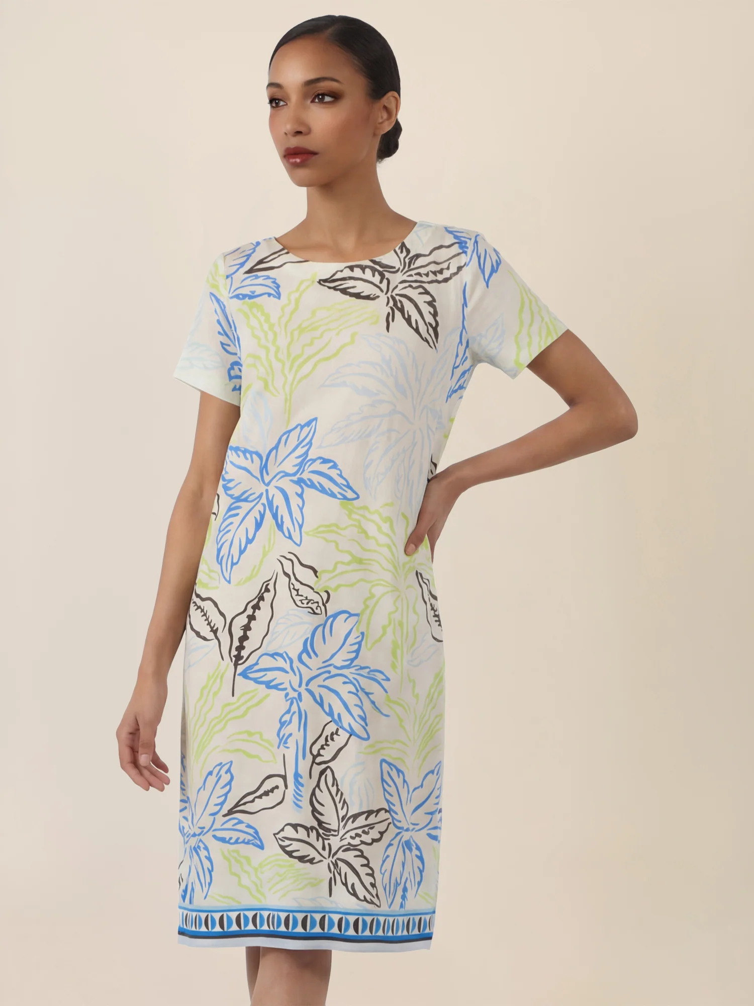 APART Jerseykleid mit Palmenprint | creme-multicolor - Image 4