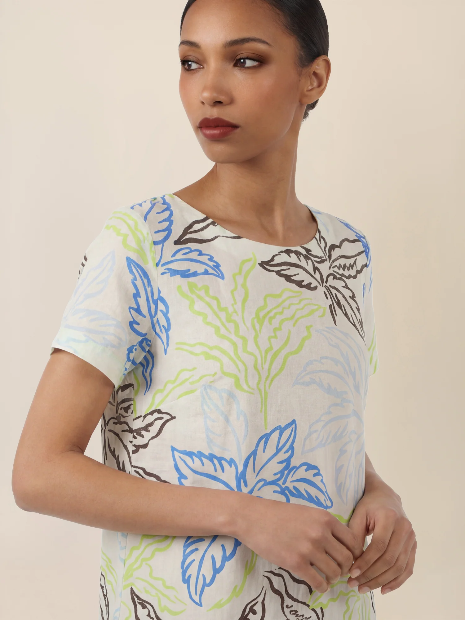 APART Jerseykleid mit Palmenprint | creme-multicolor - Image 5