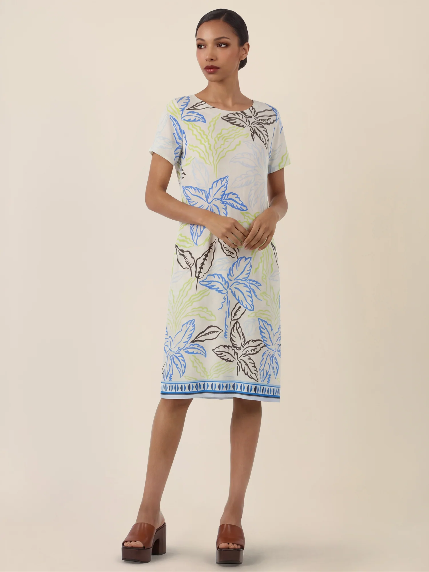 APART Jerseykleid mit Palmenprint | creme-multicolor - Image 6
