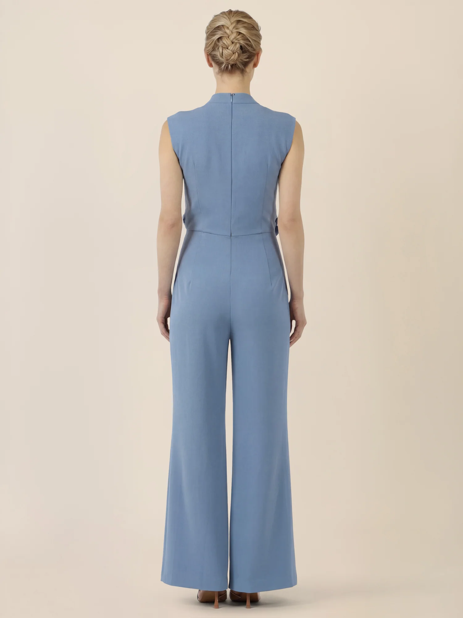 APART Jumpsuit mit Drapierung und weitem Bein | rauchblau - Image 2