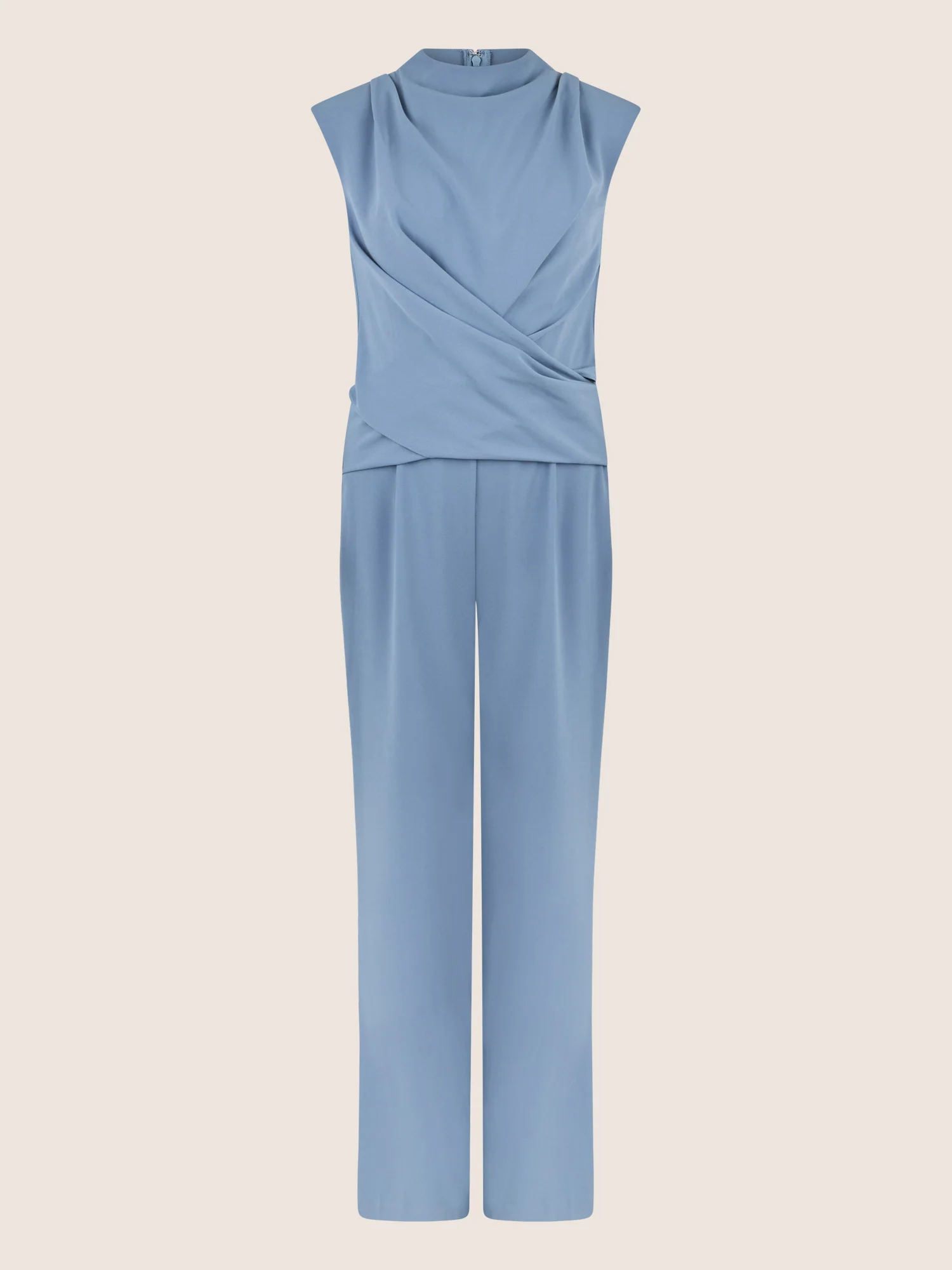 APART Jumpsuit mit Drapierung und weitem Bein | rauchblau - Image 3