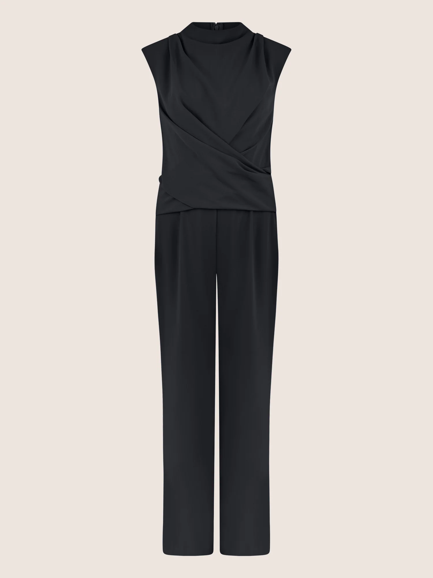 APART Jumpsuit mit Drapierung und weitem Bein | schwarz - Image 3