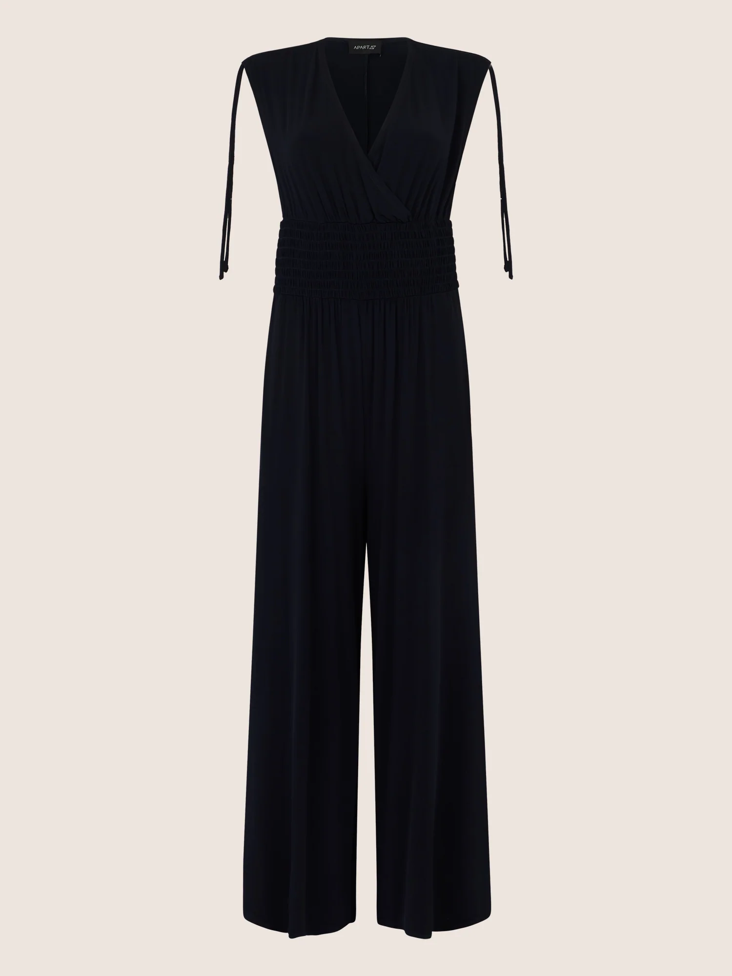 APART Jumpsuit mit Smokdetail und Bindeträgern | nachtblau - Image 3