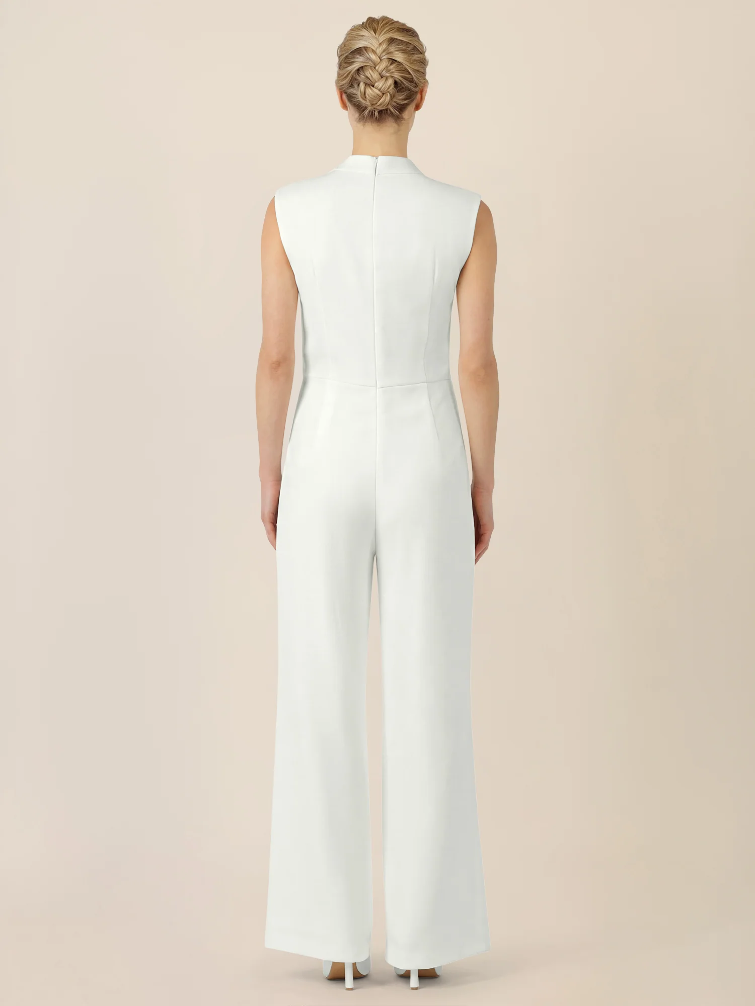 APART Jumpsuit mit Wickeleffekt und weitem Bein | creme - Image 2