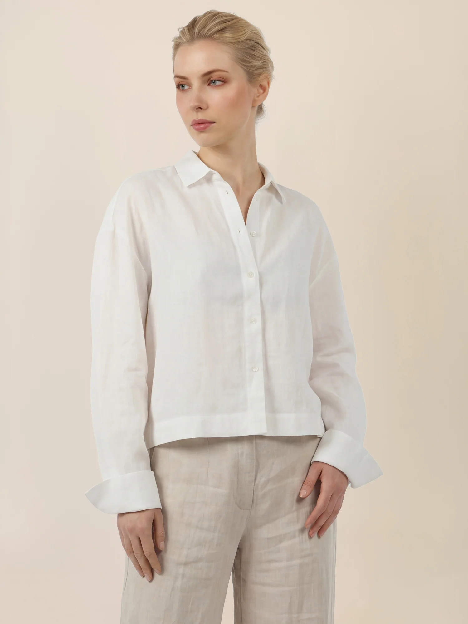 APART Klassische Hemdbluse aus Leinen | creme