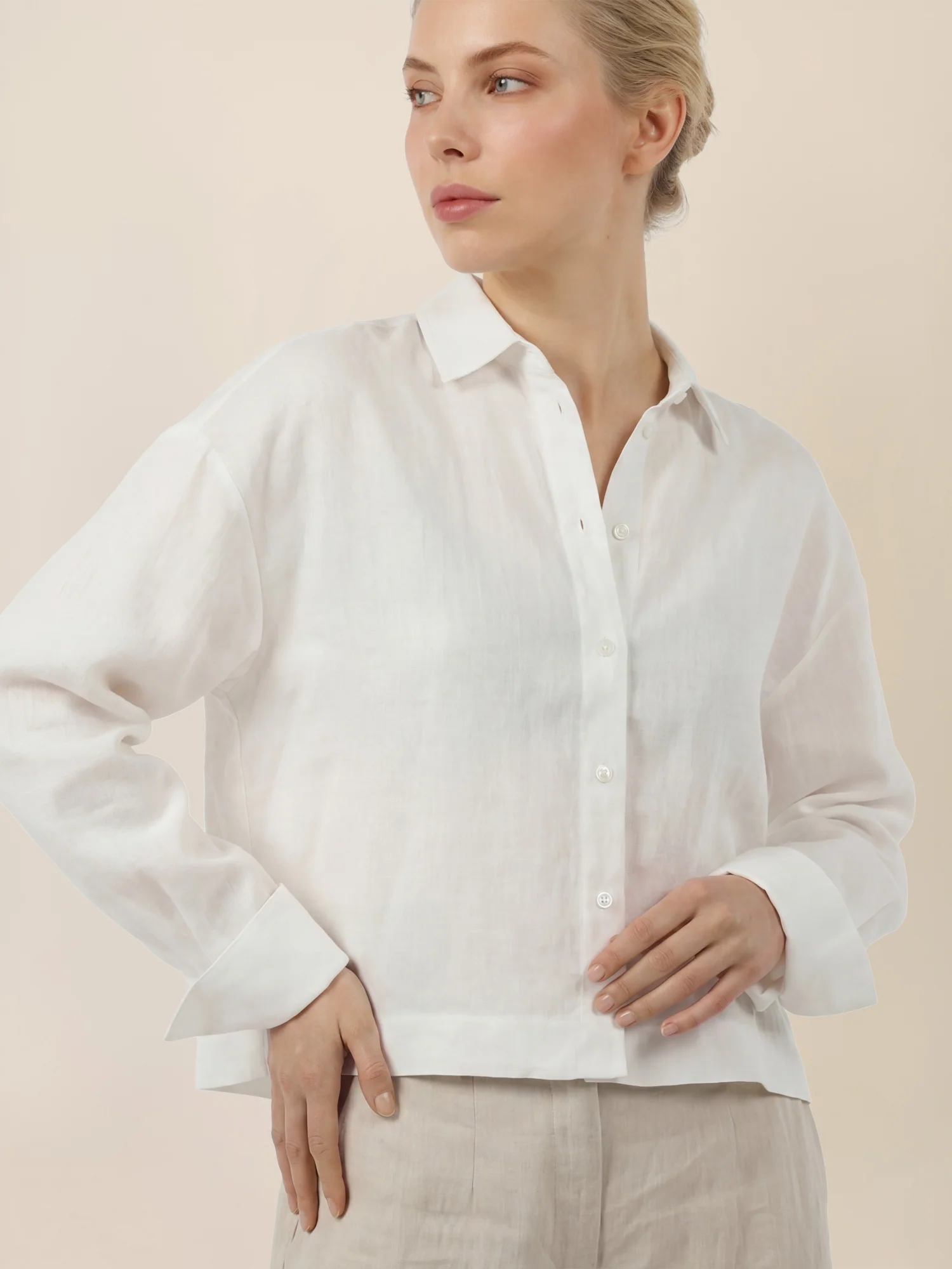 APART Klassische Hemdbluse aus Leinen | creme - Image 5