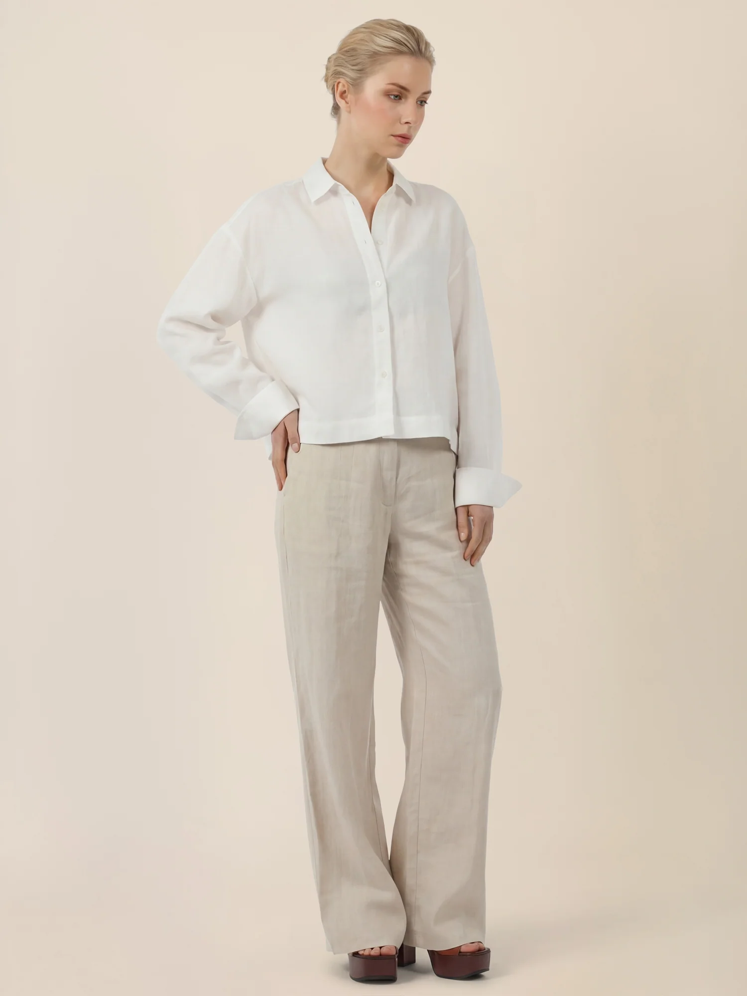 APART Klassische Hemdbluse aus Leinen | creme - Image 6