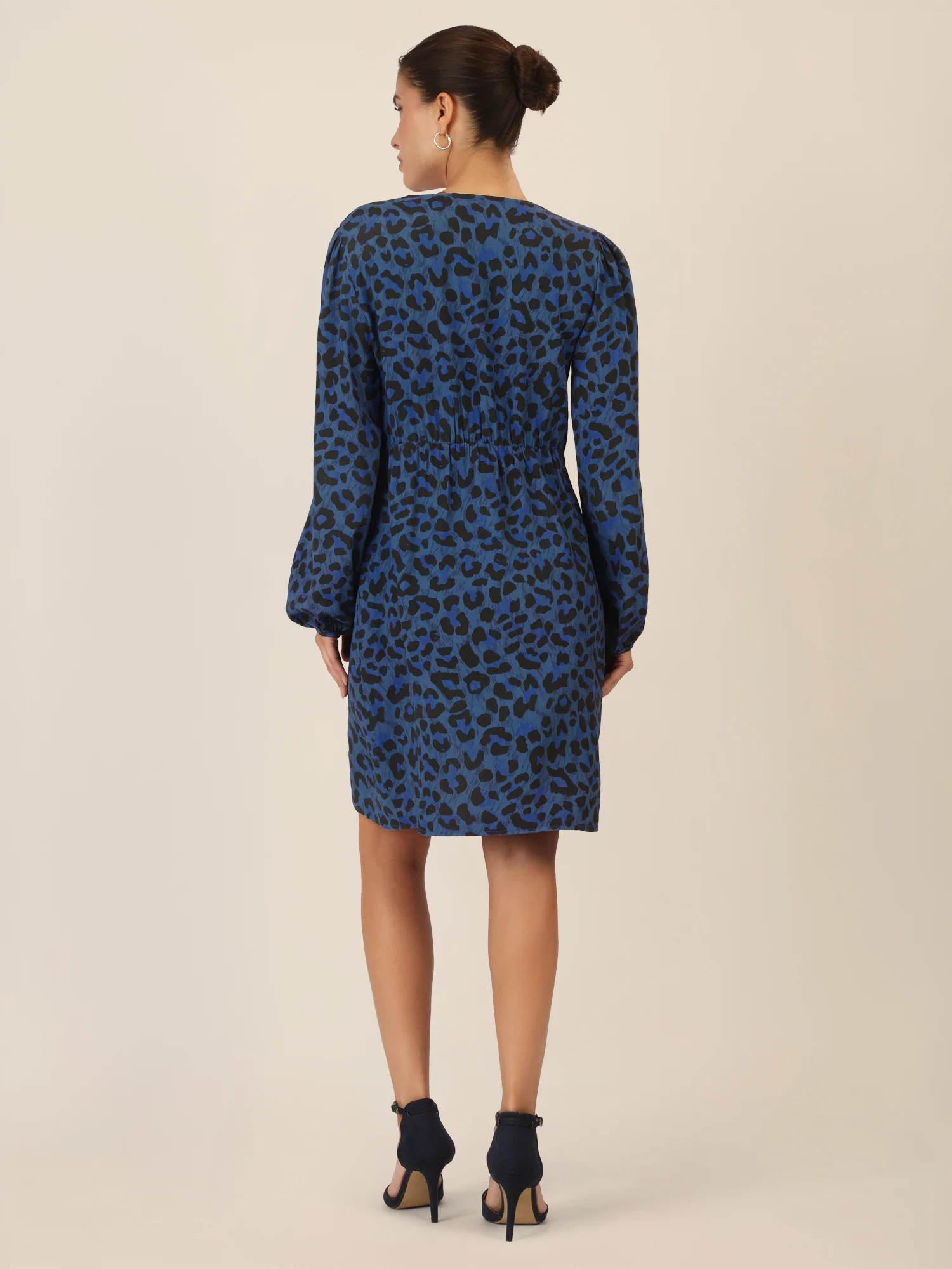 APART Kleid mit Animal-Print und Ballonärmeln | mittelblau-multicolor - Image 2