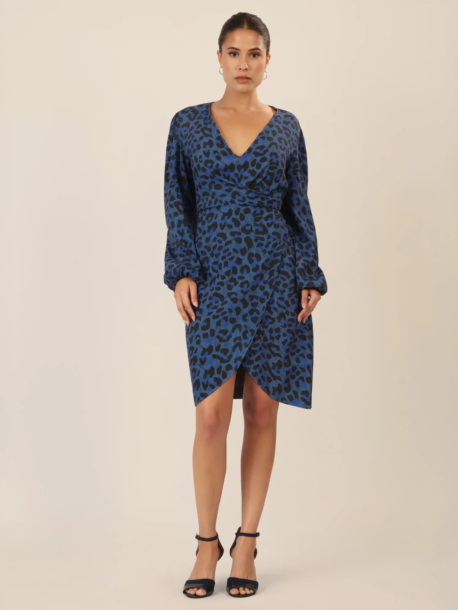 APART Kleid mit Animal-Print und Ballonärmeln | mittelblau-multicolor - Image 6
