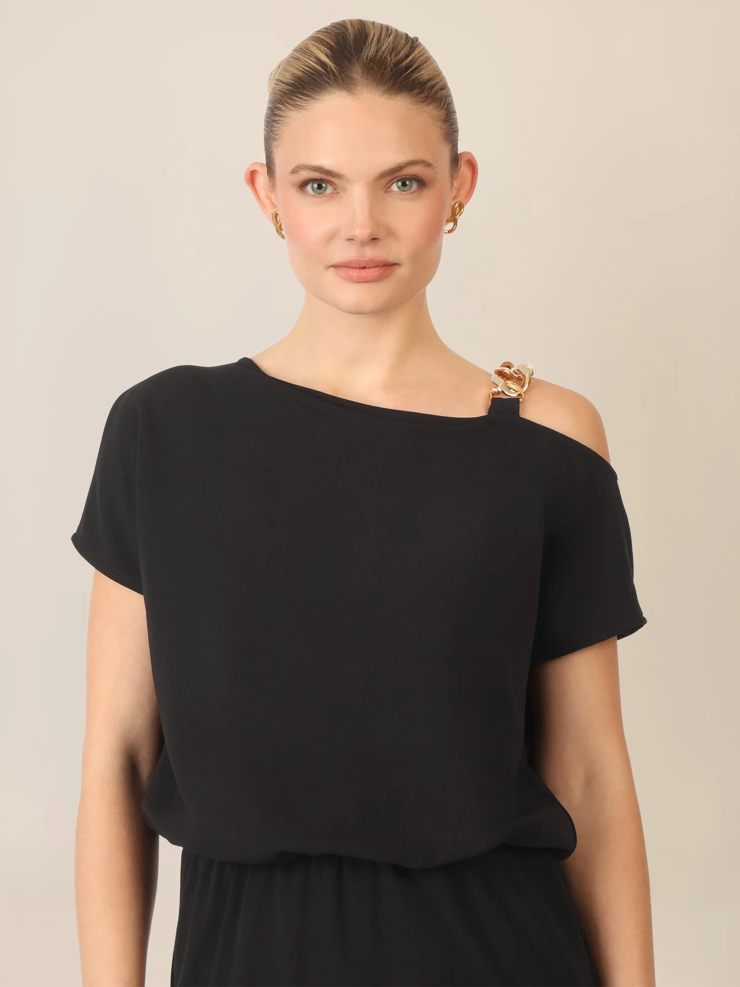 APART Kleid mit asymmetrischem Schulterdetail | schwarz - Image 4