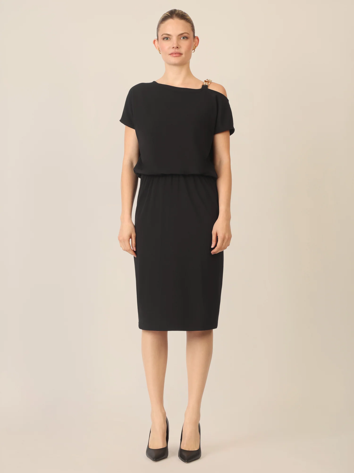APART Kleid mit asymmetrischem Schulterdetail | schwarz - Image 5
