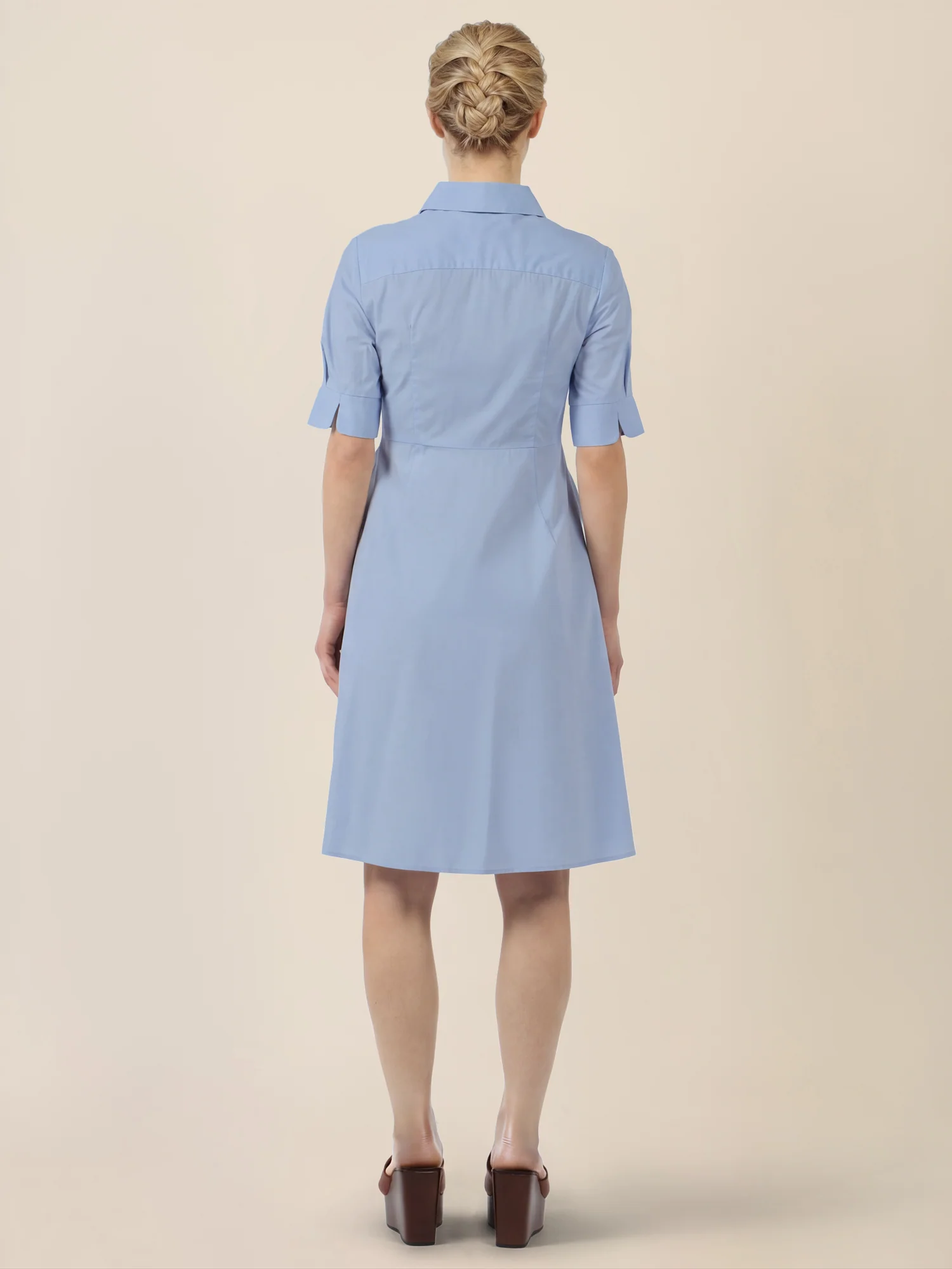 APART Kleid mit Bindegürtel und Hemdblusenkragen | hellblau - Image 2