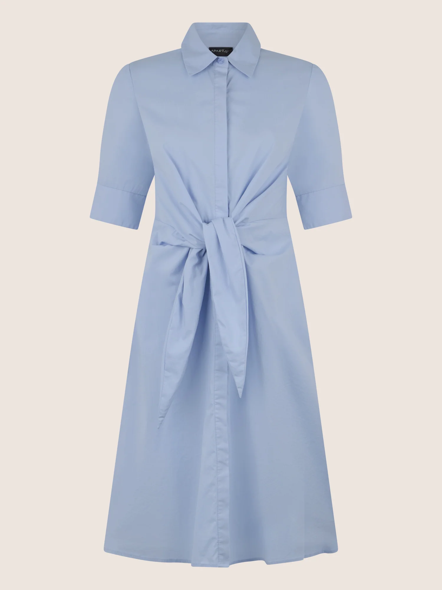 APART Kleid mit Bindegürtel und Hemdblusenkragen | hellblau - Image 3