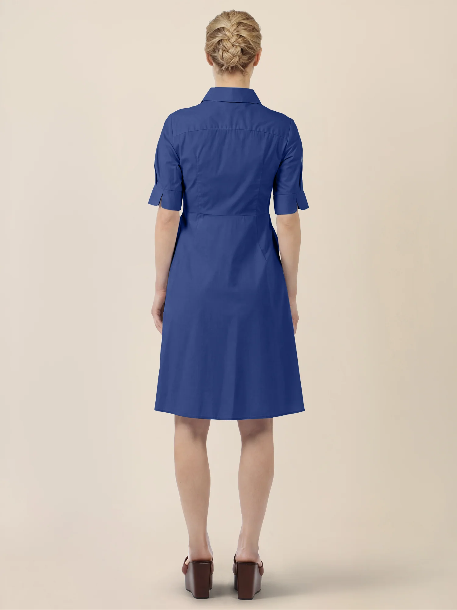 APART Kleid mit Bindegürtel und Hemdblusenkragen | royalblau - Image 2