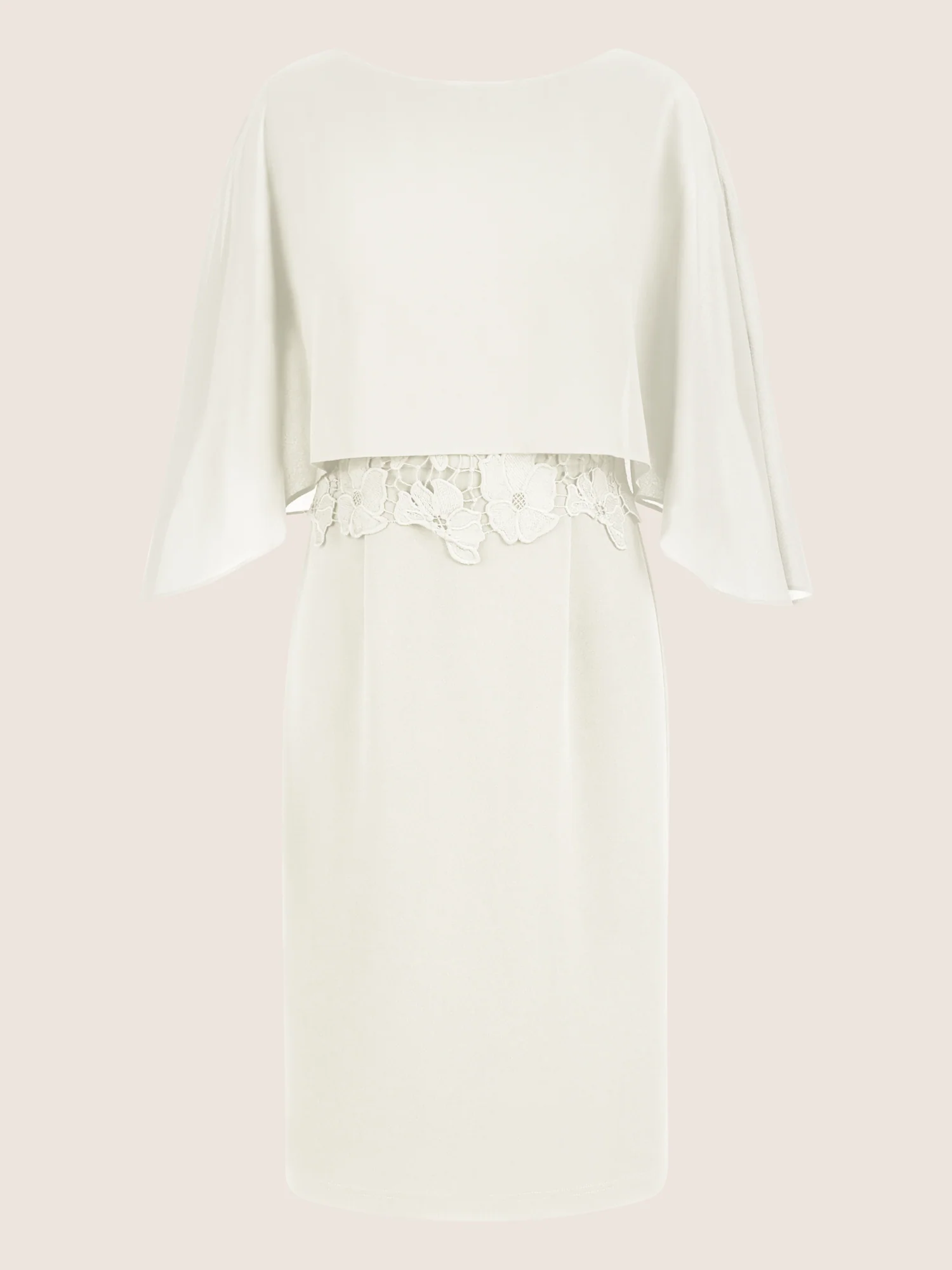 APART Kleid mit Chiffoncape in Lagenoptik mit Spitzenborte | creme - Image 3