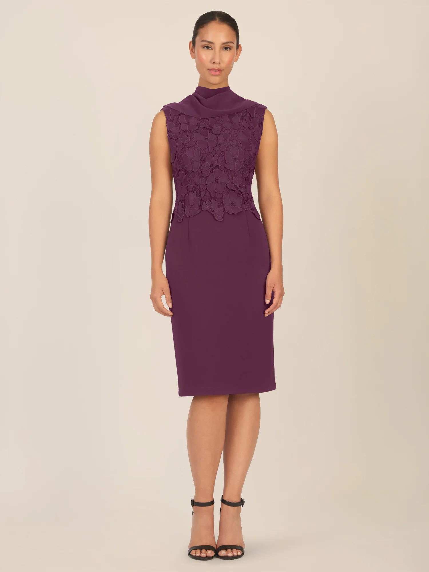 APART Kleid mit Chiffoncape in Lagenoptik mit Spitzenborte | dunkel lila - Image 5
