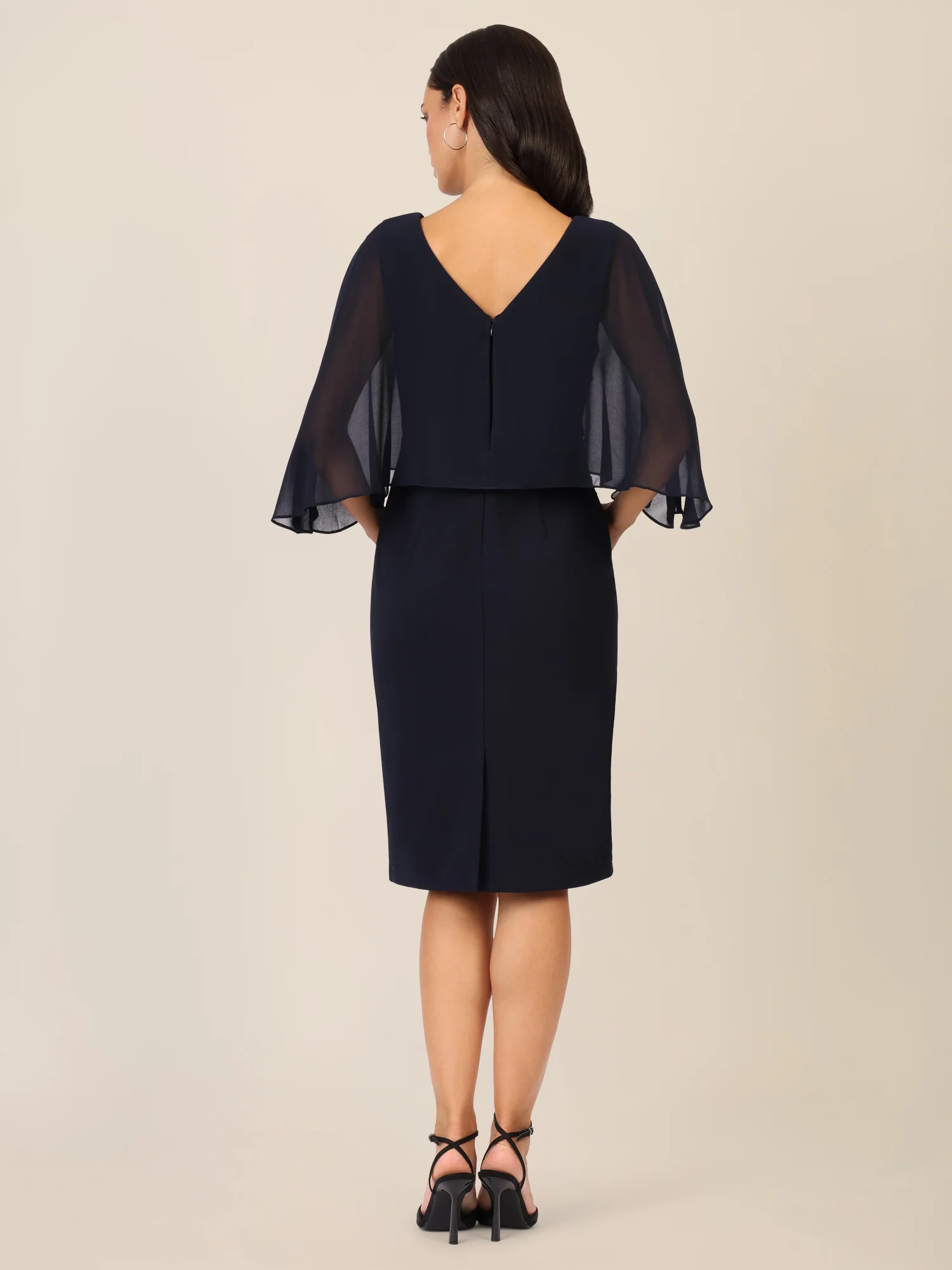 APART Kleid mit Chiffoncape in Lagenoptik mit Spitzenborte | nachtblau - Image 2