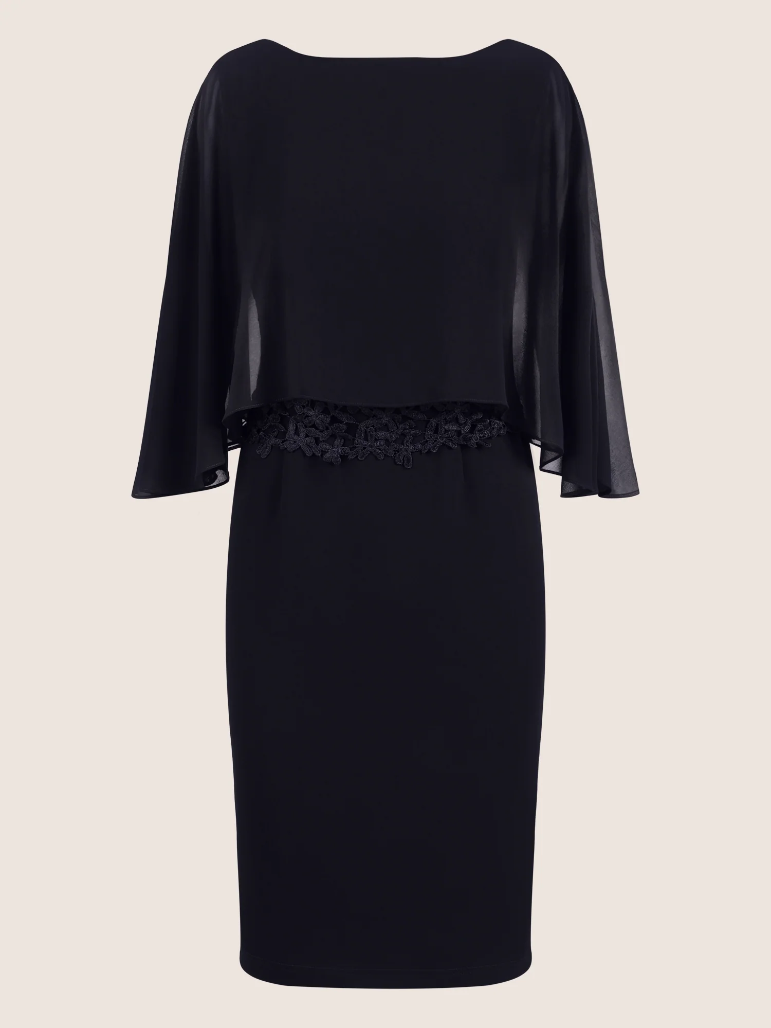 APART Kleid mit Chiffoncape in Lagenoptik mit Spitzenborte | nachtblau - Image 3