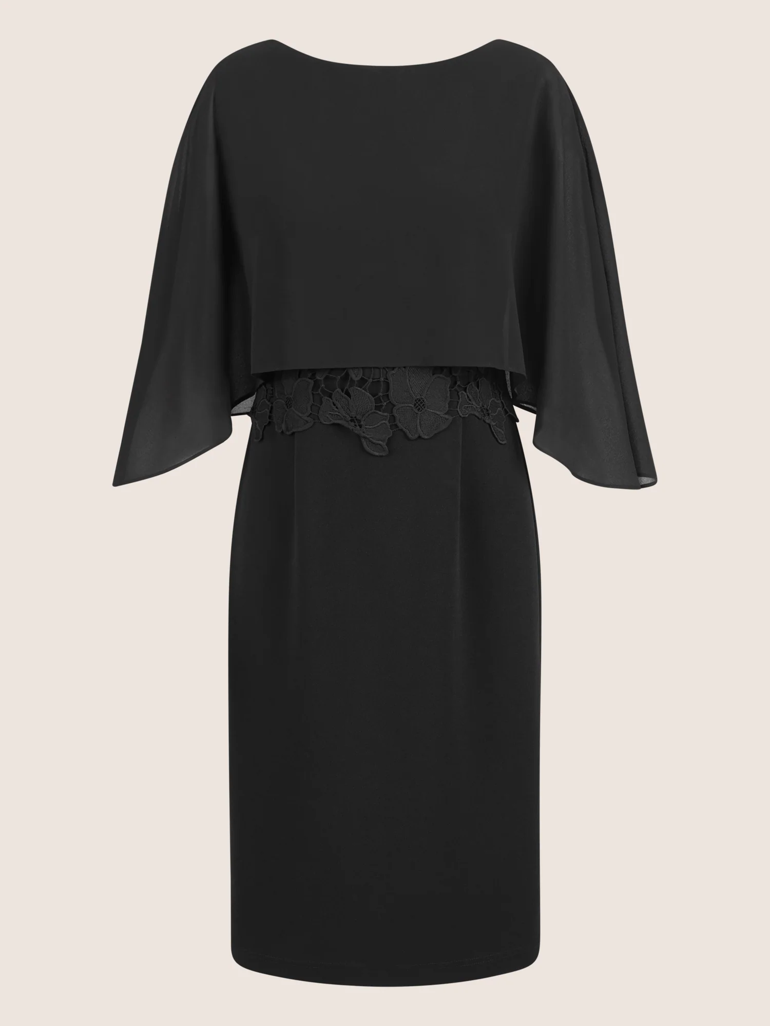 APART Kleid mit Chiffoncape in Lagenoptik mit Spitzenborte | schwarz - Image 3