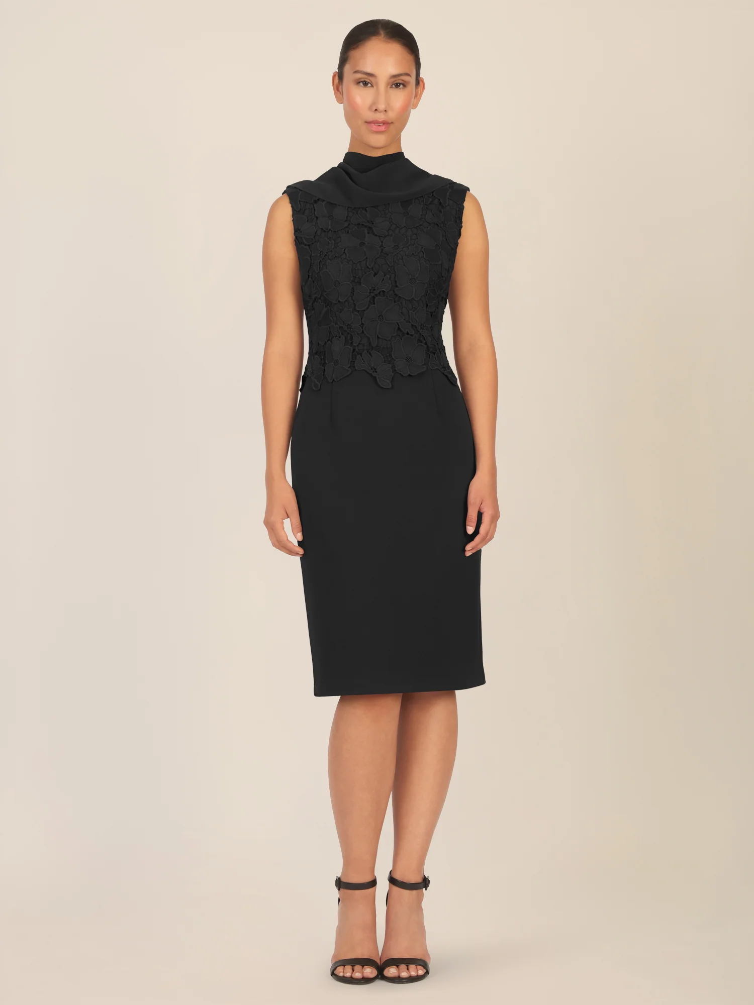 APART Kleid mit Chiffoncape in Lagenoptik mit Spitzenborte | schwarz - Image 5
