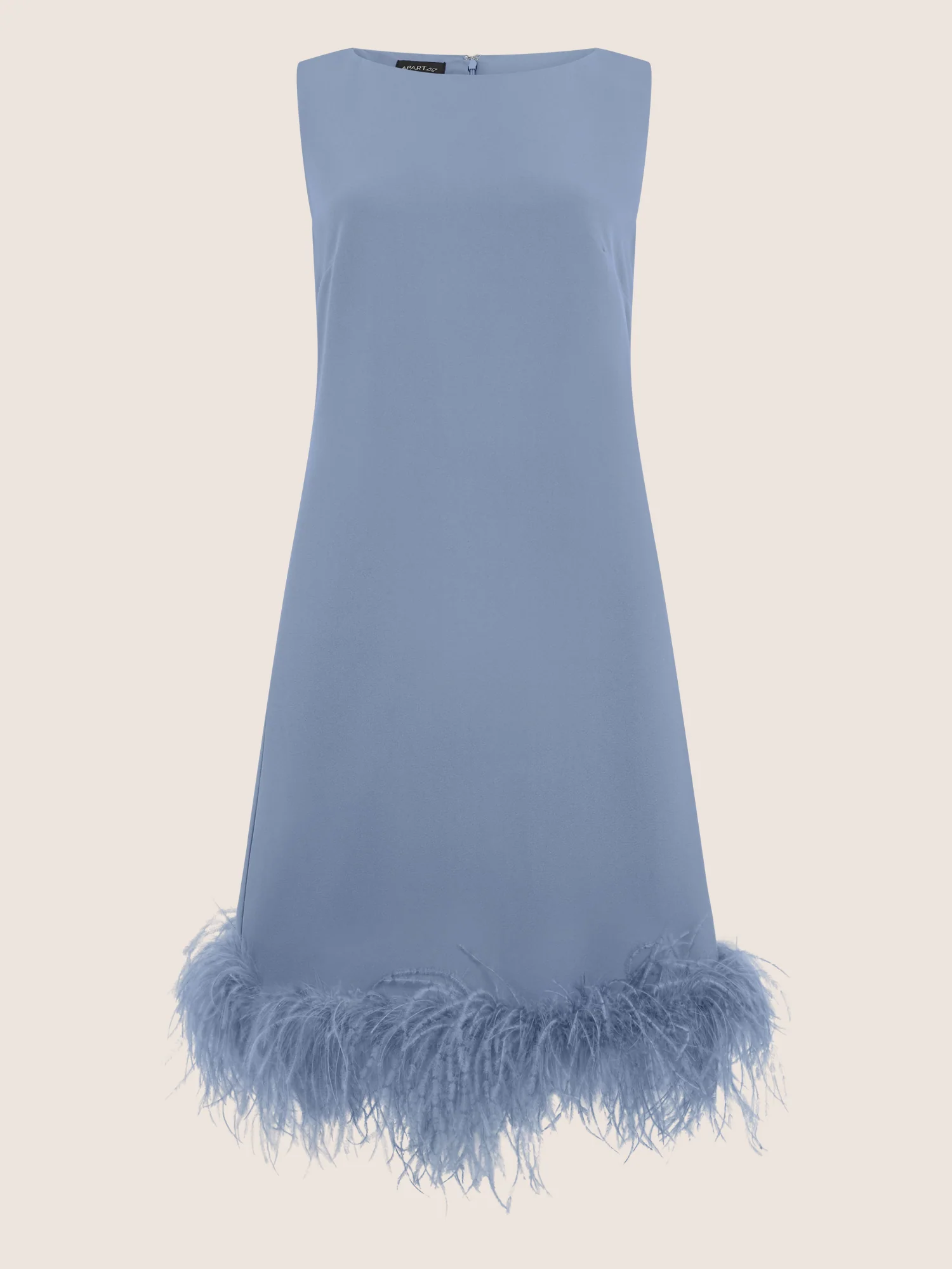 APART Kleid mit Federsaum | rauchblau - Image 3
