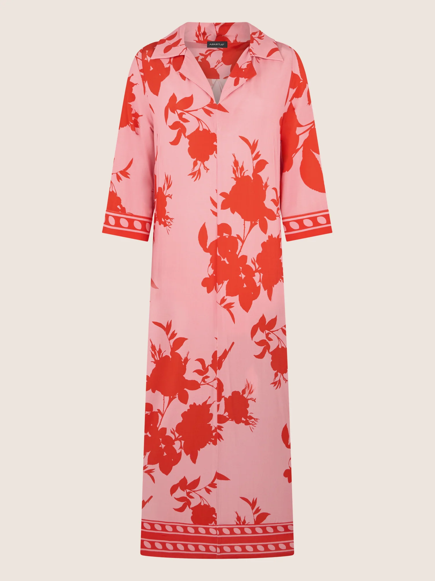 APART Kleid mit floralem Print und Stehkragen | pink-orange - Image 3