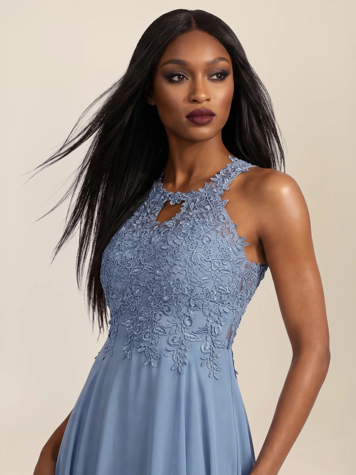 APART Kleid mit floraler Spitzenpracht | rauchblau - Image 5