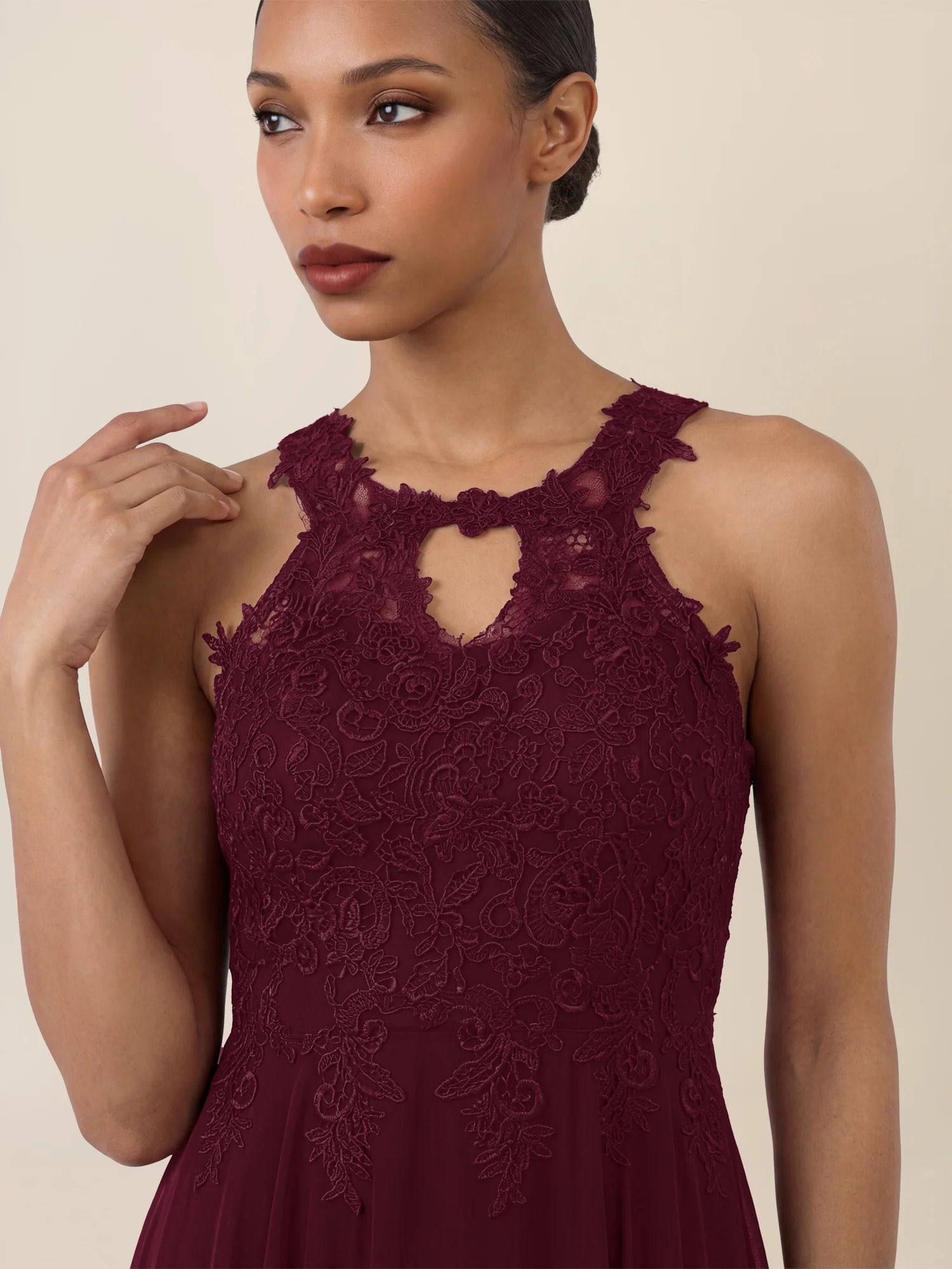 APART Kleid mit floraler Spitzenpracht | weinrot - Image 5