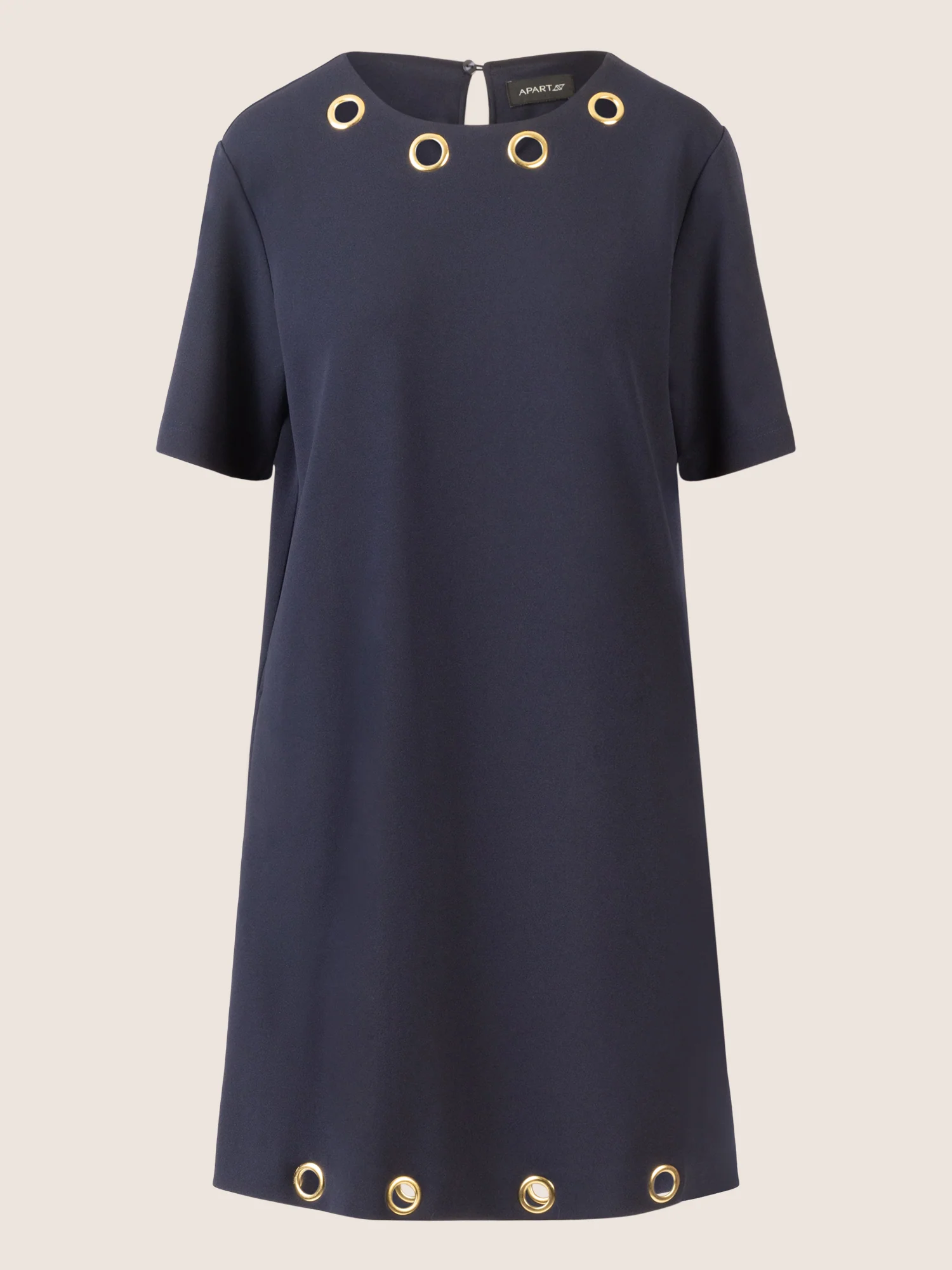APART Kleid mit goldenen Ösendetails | nachtblau - Image 3