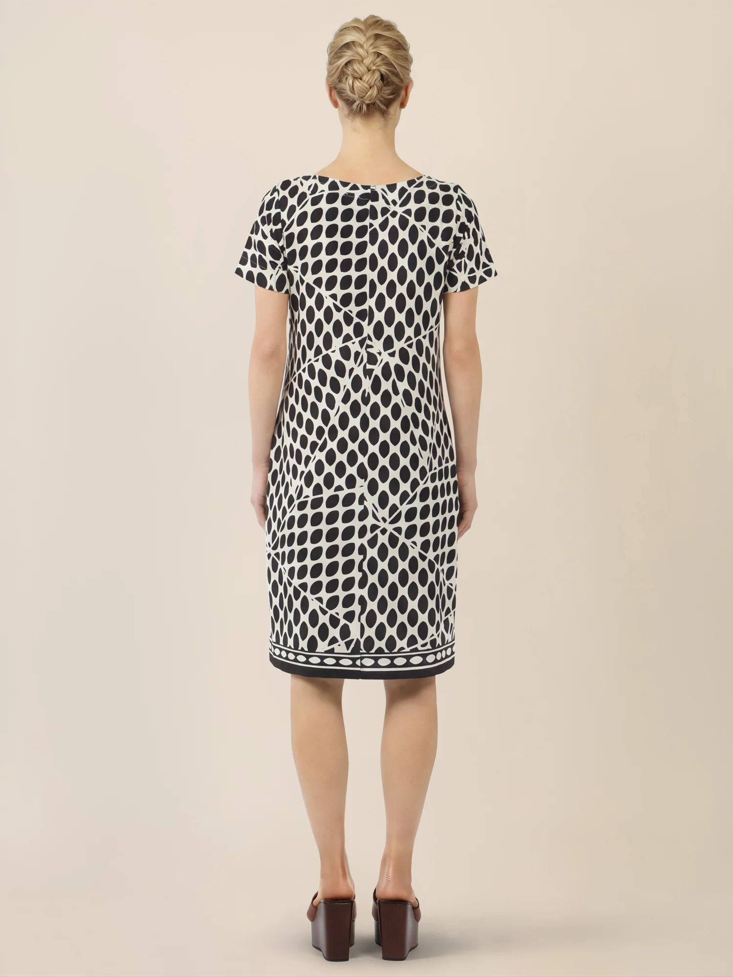 APART Kleid mit Grafikprint und Rundhalsausschnitt | schwarz-creme - Image 2