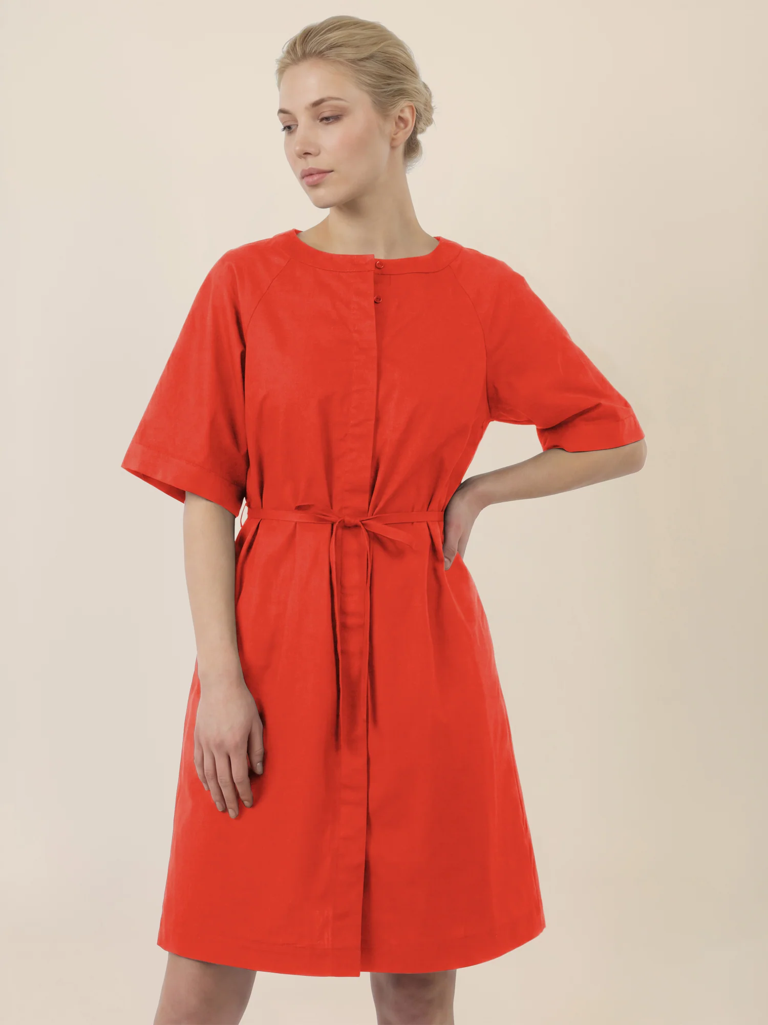 APART Kleid mit Gürtel und Raglanärmeln | orange - Image 4