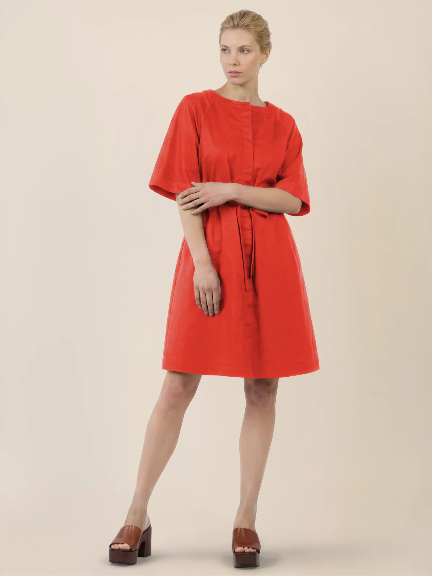 APART Kleid mit Gürtel und Raglanärmeln | orange - Image 6