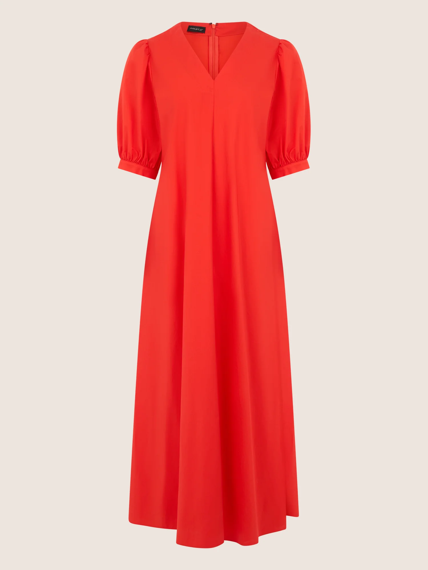 APART Kleid mit Puffärmeln und V-Ausschnitt | orange - Image 3