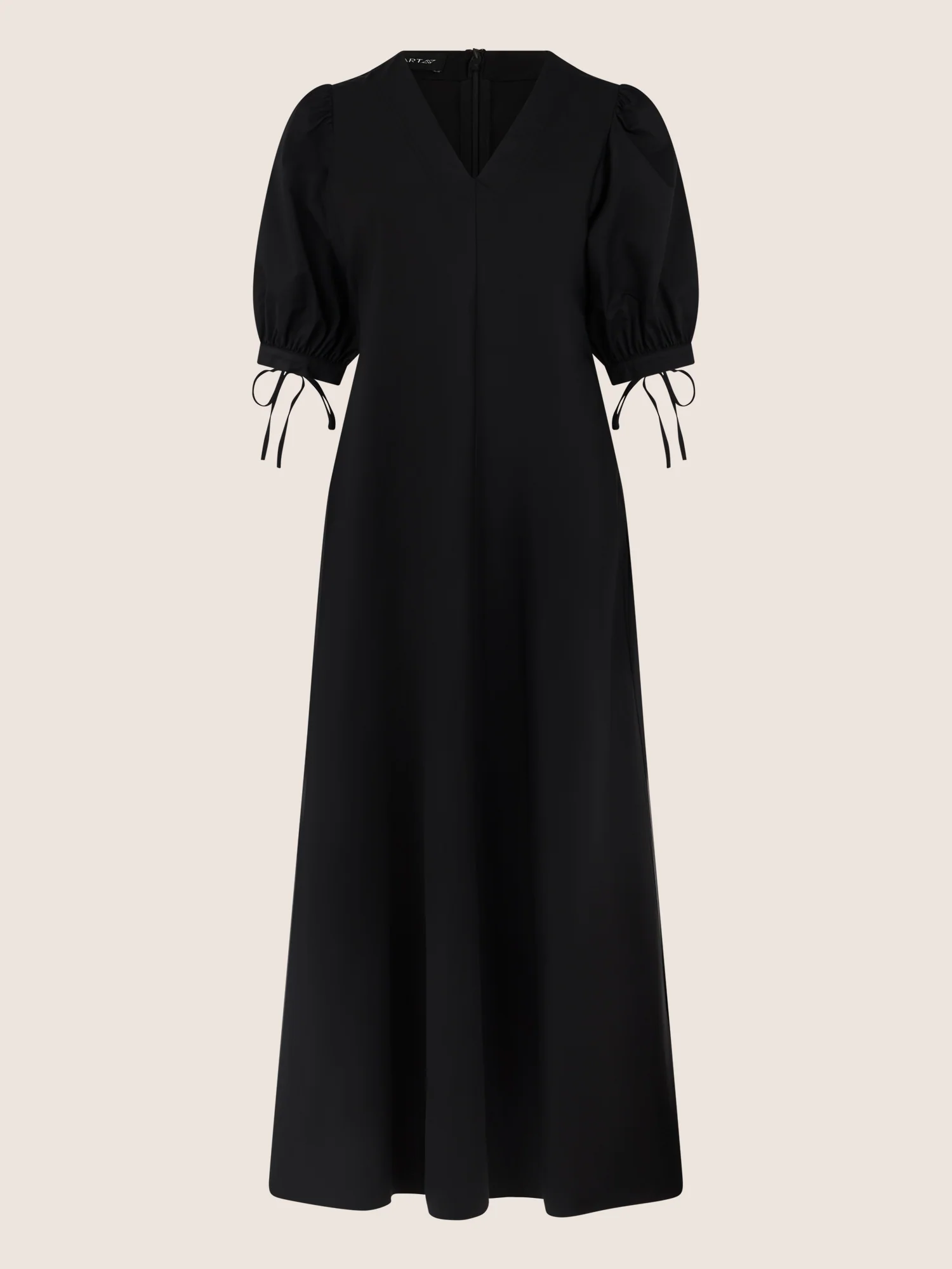 APART Kleid mit Puffärmeln und V-Ausschnitt | schwarz - Image 3
