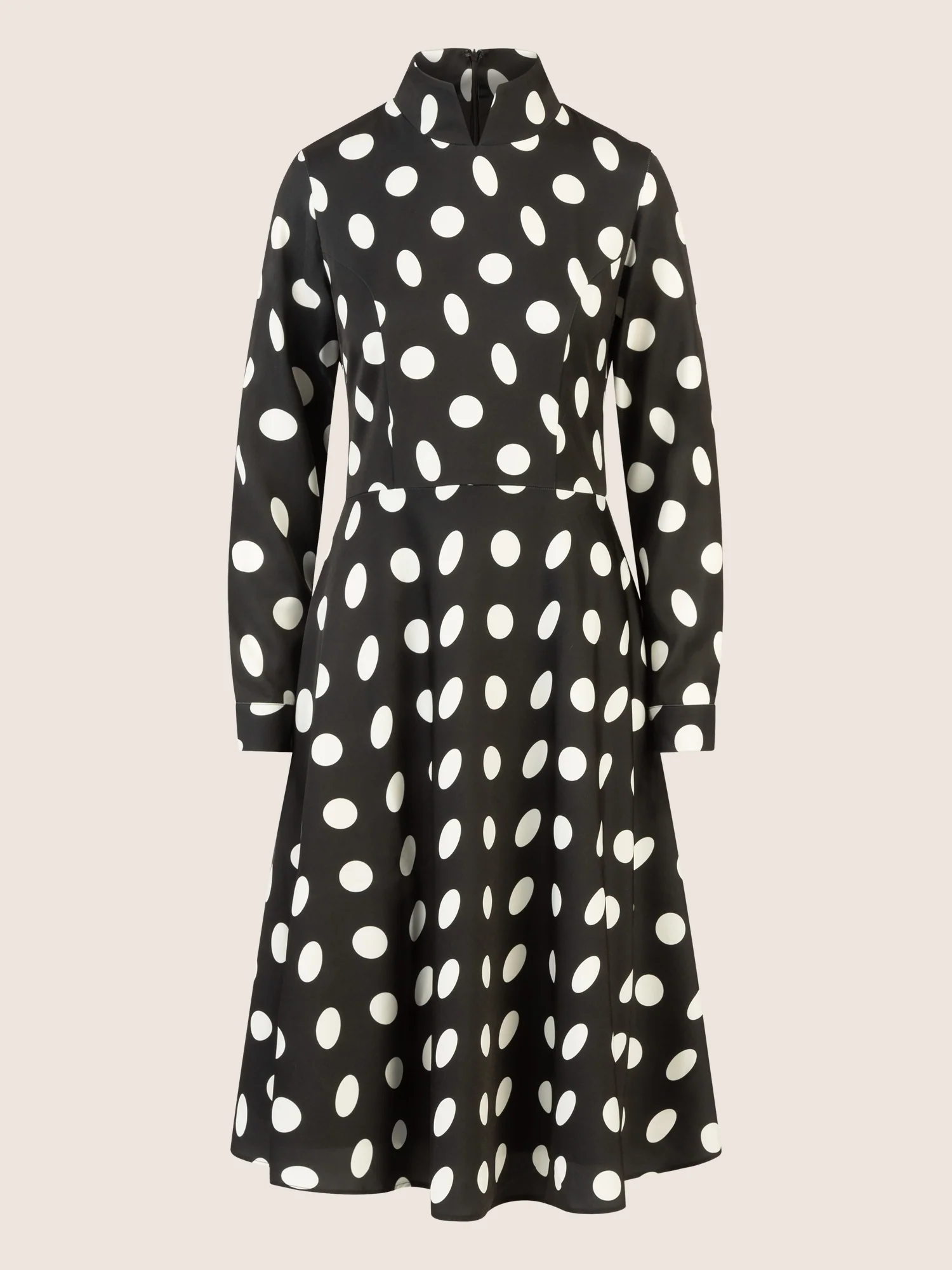 APART Kleid mit Stehkragen und Polka-Dots | schwarz-creme - Image 3