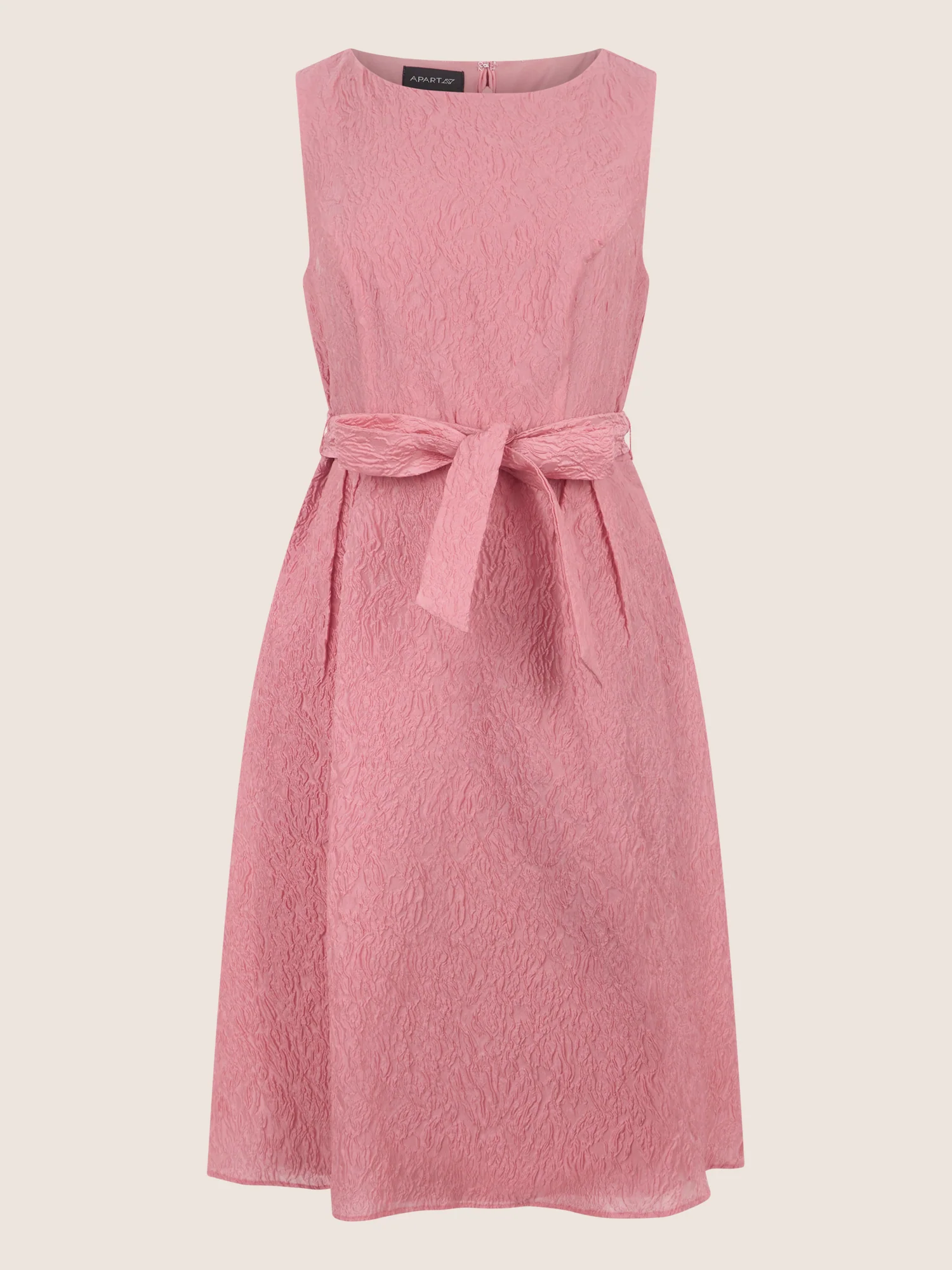 APART Kleid mit Struktur und Taillenschleife | hellrosa - Image 3